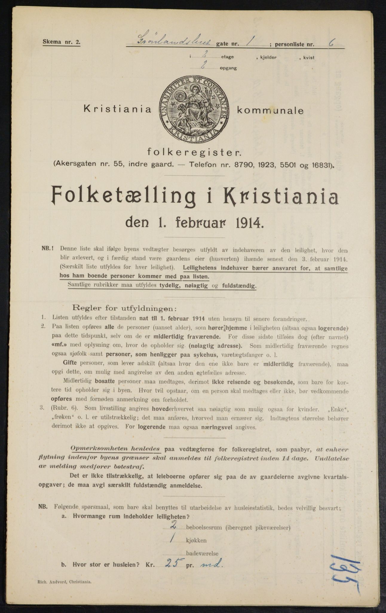 OBA, Municipal Census 1914 for Kristiania, 1914, p. 31666