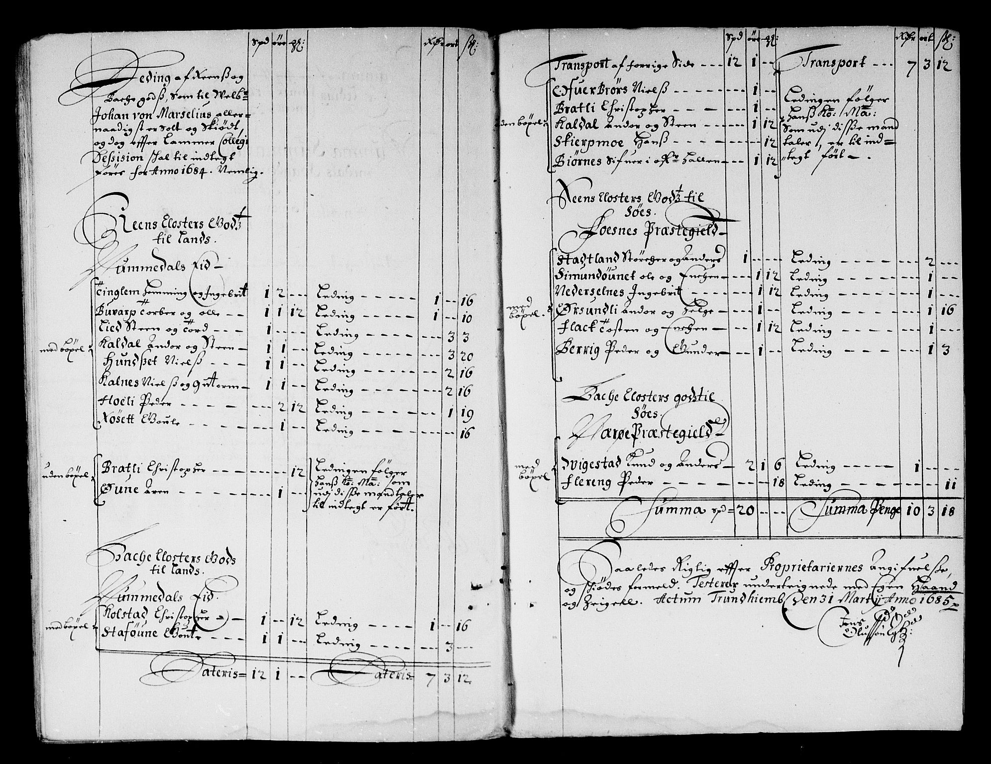 Rentekammeret inntil 1814, Reviderte regnskaper, Stiftamtstueregnskaper, Trondheim stiftamt og Nordland amt, AV/RA-EA-6044/R/Rg/L0076: Trondheim stiftamt og Nordland amt, 1684