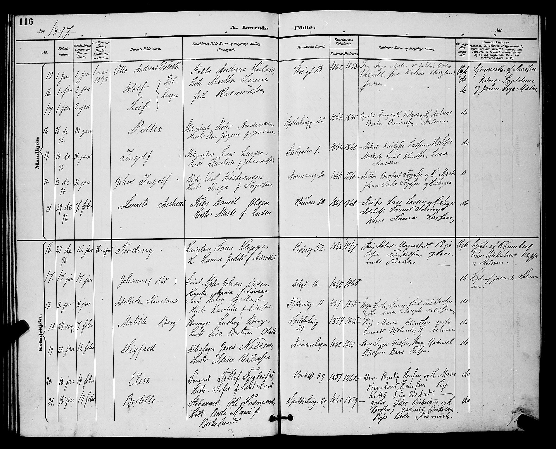 St. Johannes sokneprestkontor, SAST/A-101814/001/30/30BB/L0003: Parish register (copy) no. B 3, 1893-1900, p. 116