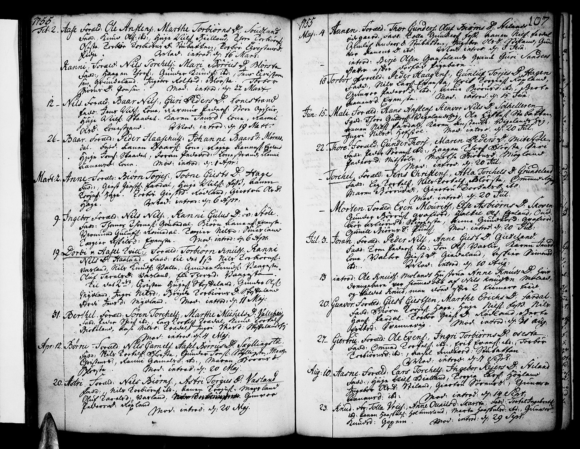 Sør-Audnedal sokneprestkontor, AV/SAK-1111-0039/F/Fa/Fab/L0001: Parish register (official) no. A 1 /1, 1726-1766, p. 107