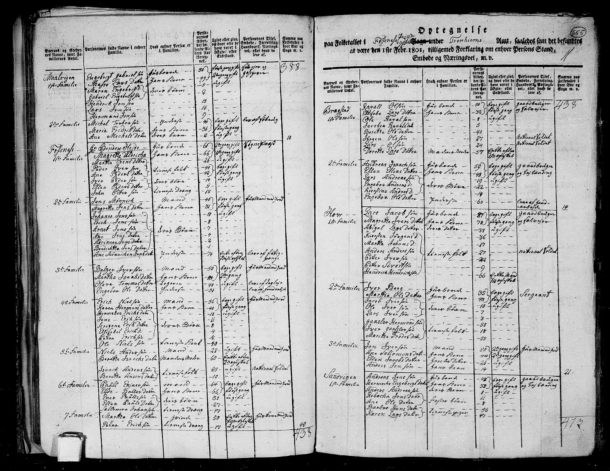 RA, 1801 census for 1748P Fosnes, 1801, p. 654b-655a