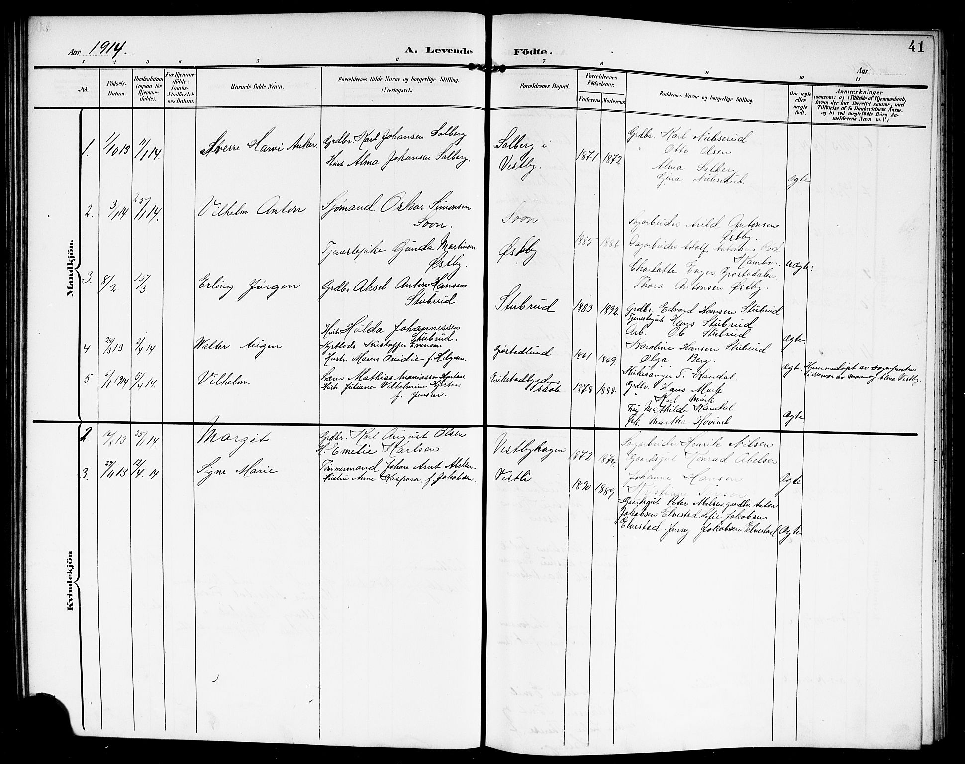 Vestby prestekontor Kirkebøker, AV/SAO-A-10893/G/Ga/L0002: Parish register (copy) no. I 2, 1903-1916, p. 41