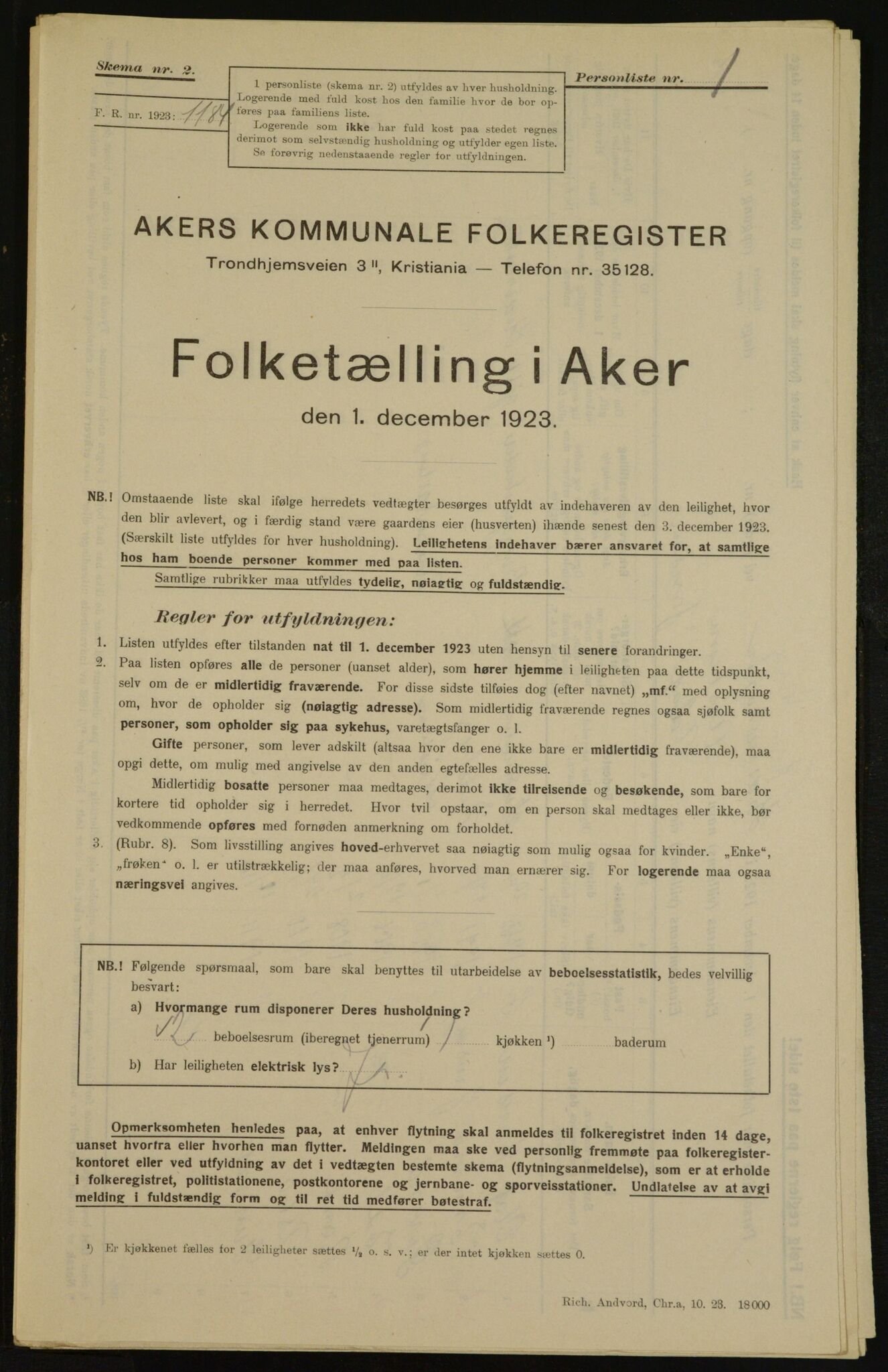 , Municipal Census 1923 for Aker, 1923, p. 29939