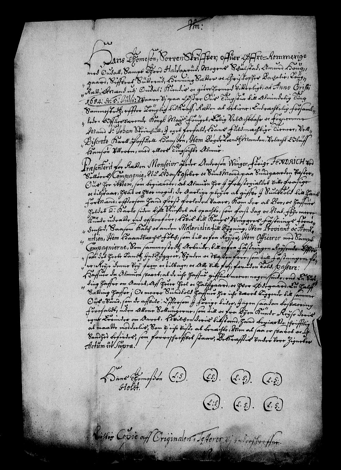 Stattholderembetet 1572-1771, RA/EA-2870/Af/L0002: Avskrifter av vedlegg til originale supplikker, nummerert i samsvar med supplikkbøkene, 1687-1689, p. 151