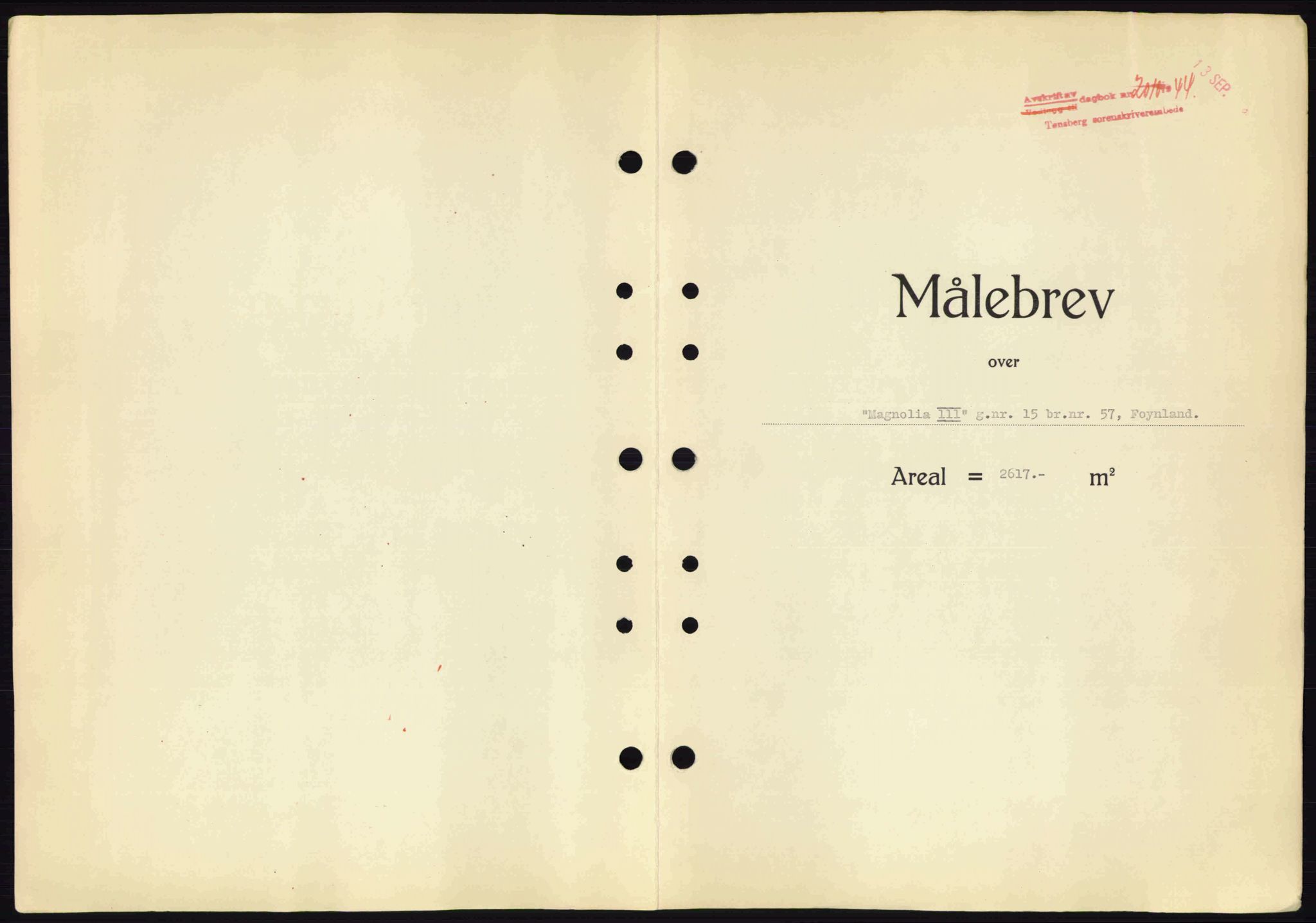 Tønsberg sorenskriveri, AV/SAKO-A-130/G/Ga/Gaa/L0016: Mortgage book no. A16, 1944-1945, Diary no: : 2010/1944