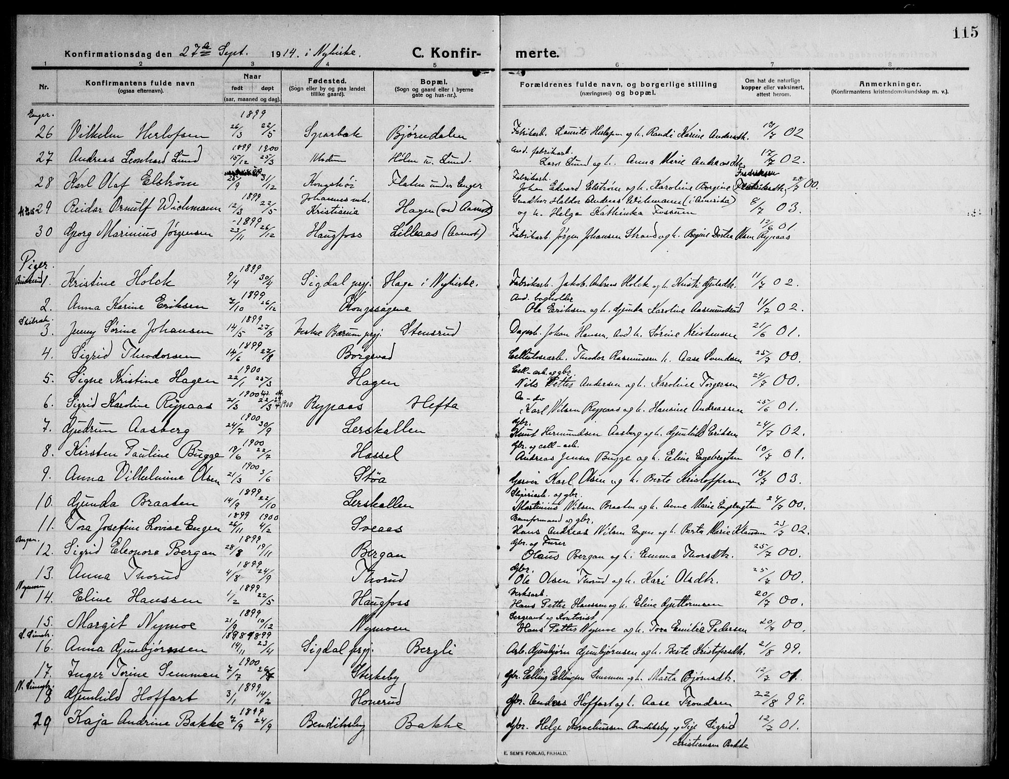 Modum kirkebøker, SAKO/A-234/F/Fa/L0018: Parish register (official) no. 18, 1912-1924, p. 115