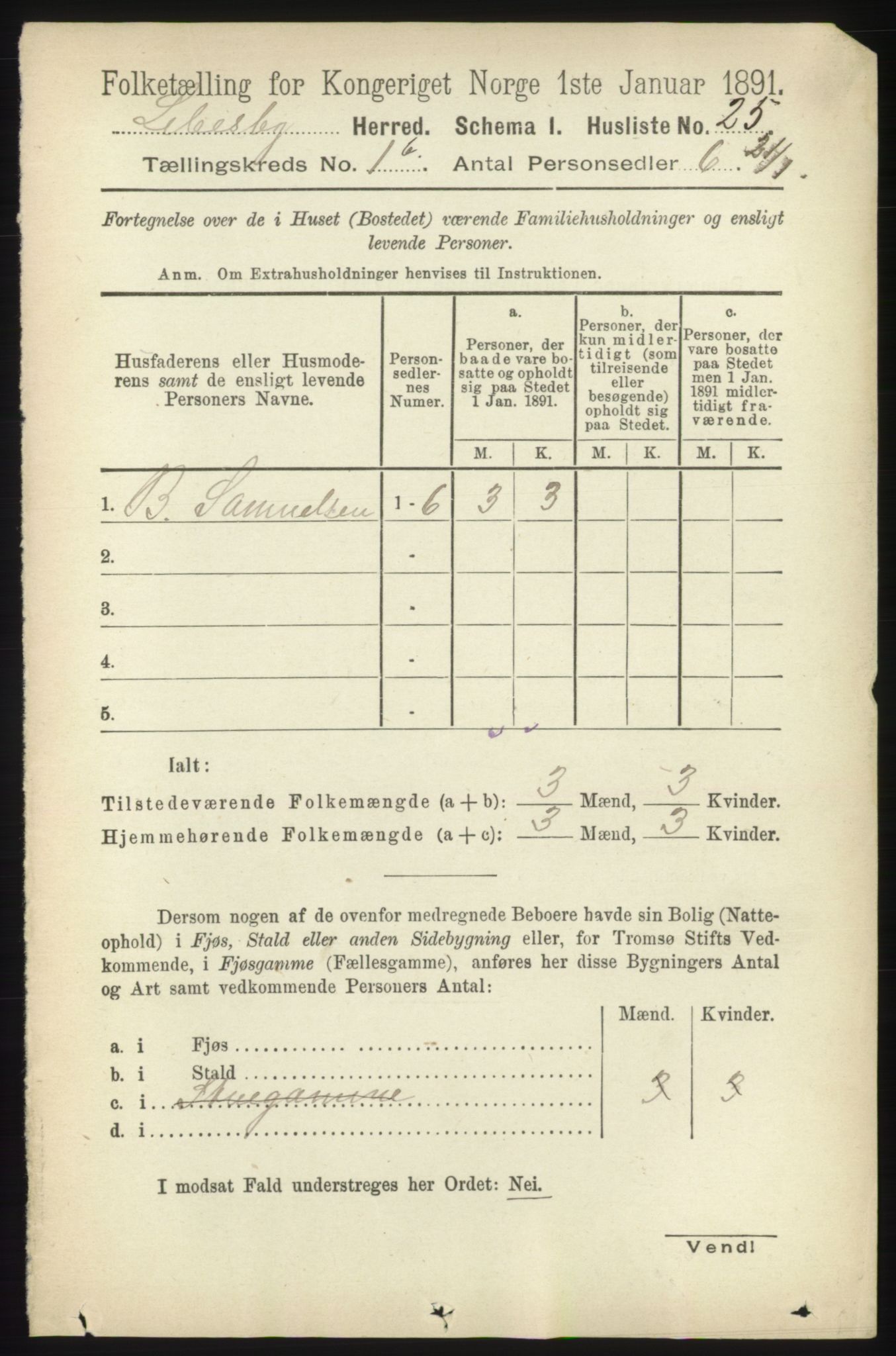 RA, 1891 census for 2022 Lebesby, 1891, p. 103