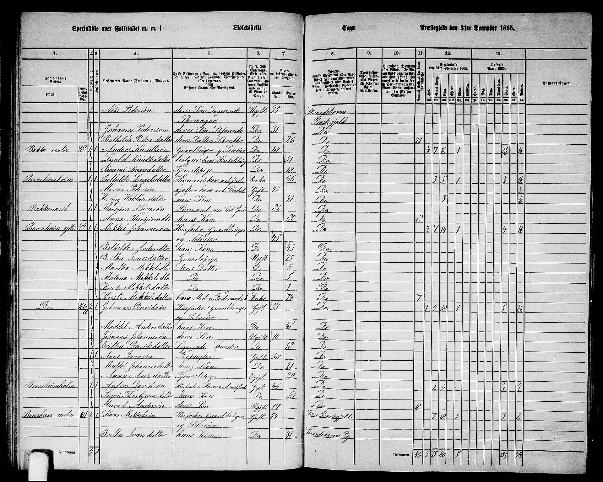 RA, 1865 census for Strandebarm, 1865, p. 50