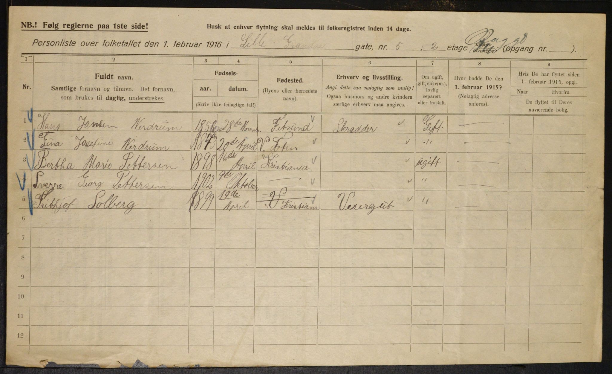 OBA, Municipal Census 1916 for Kristiania, 1916, p. 58860