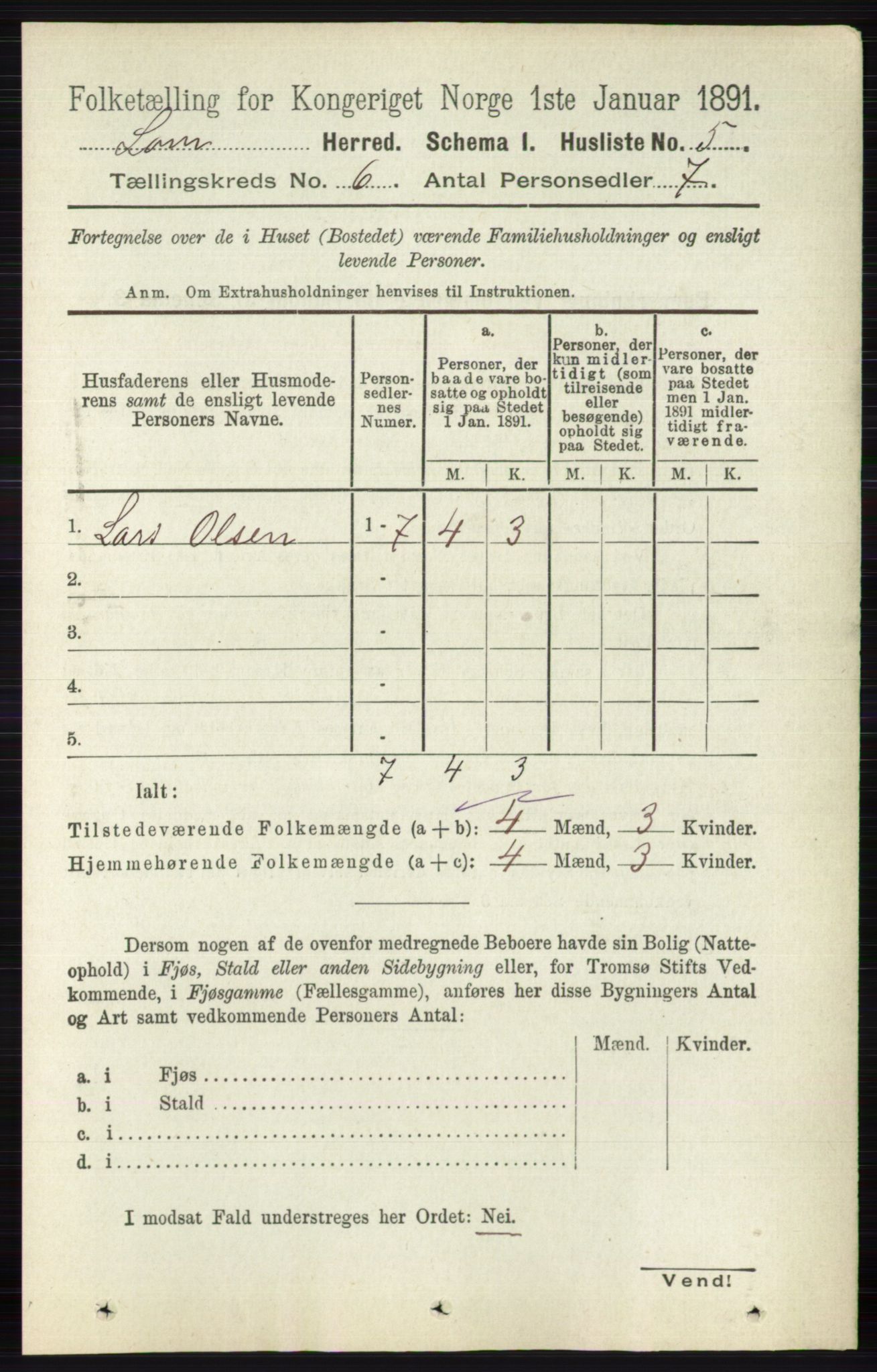 RA, 1891 census for 0514 Lom, 1891, p. 2308