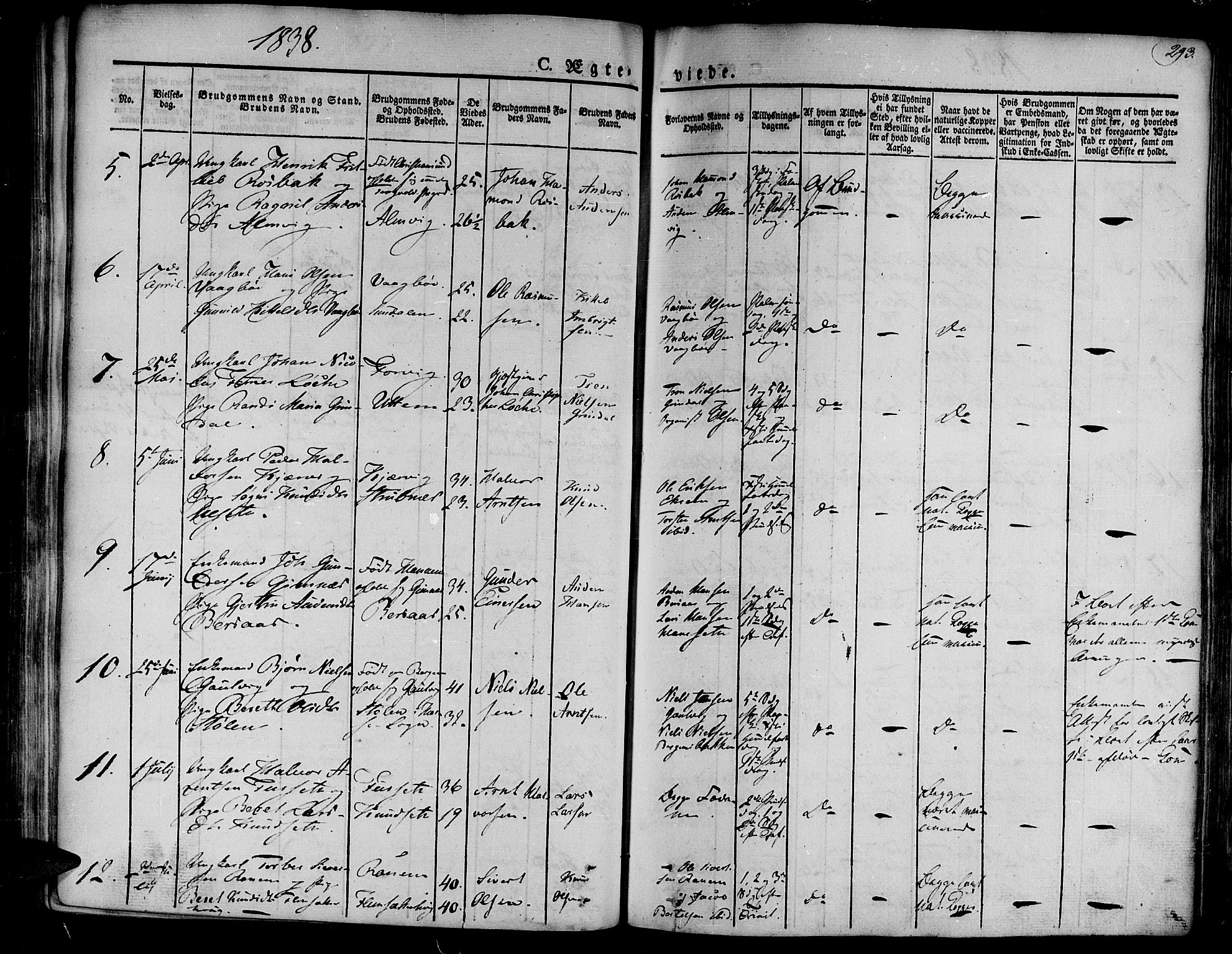 Ministerialprotokoller, klokkerbøker og fødselsregistre - Møre og Romsdal, AV/SAT-A-1454/586/L0983: Parish register (official) no. 586A09, 1829-1843, p. 293