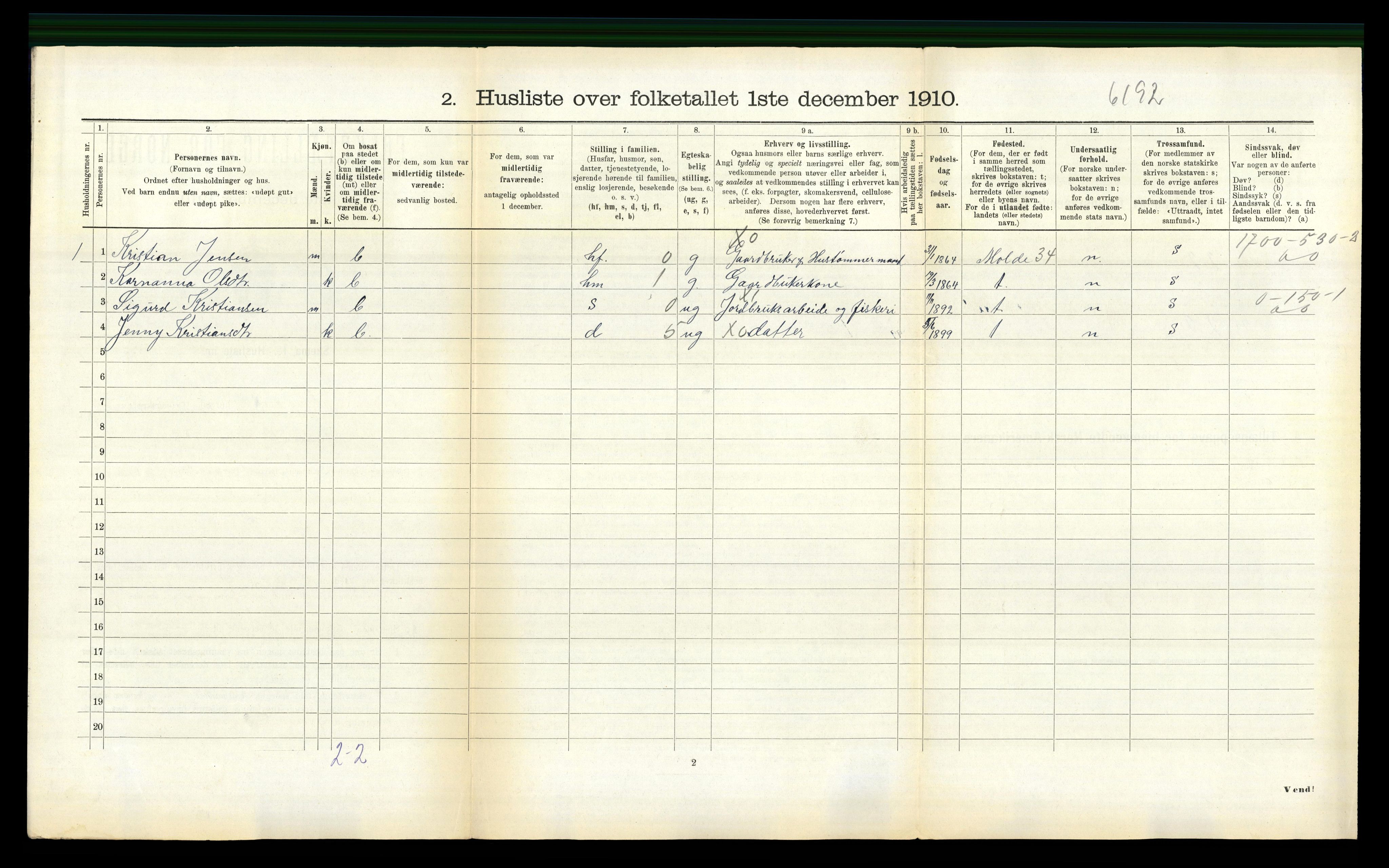 RA, 1910 census for Fræna, 1910, p. 313