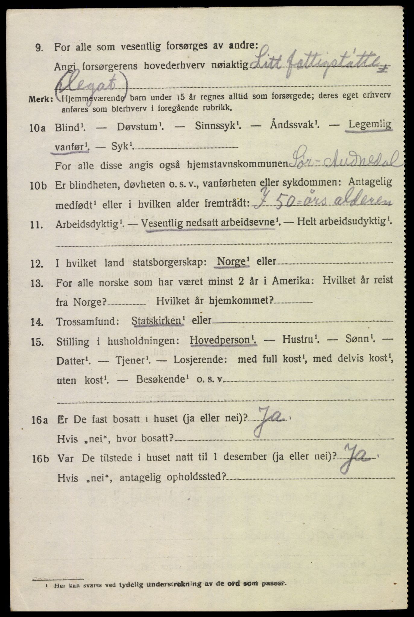 SAK, 1920 census for Sør-Audnedal, 1920, p. 2178