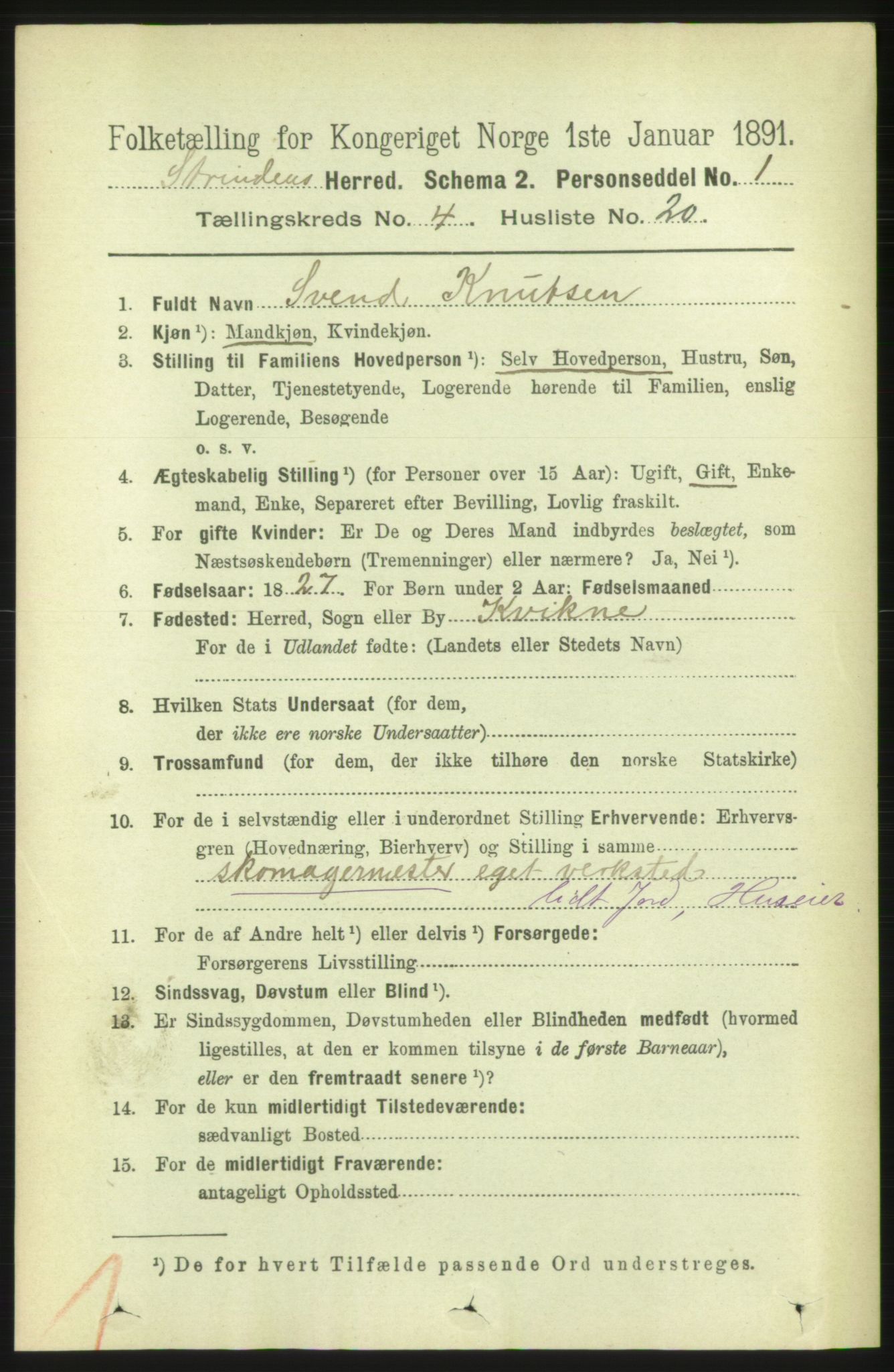 RA, 1891 census for 1660 Strinda, 1891, p. 4056