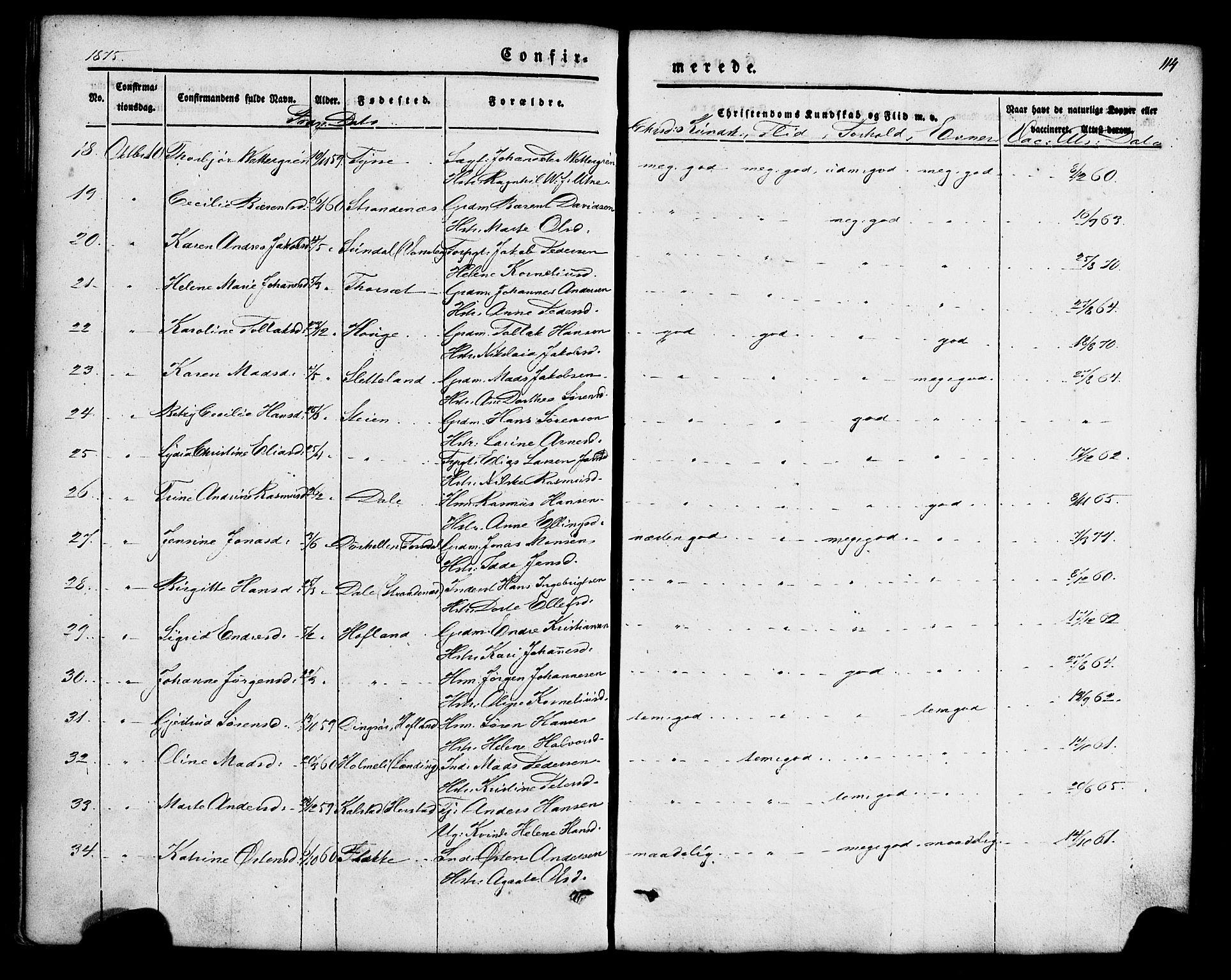 Fjaler sokneprestembete, AV/SAB-A-79801/H/Haa/Haaa/L0008: Parish register (official) no. A 8, 1850-1886, p. 114