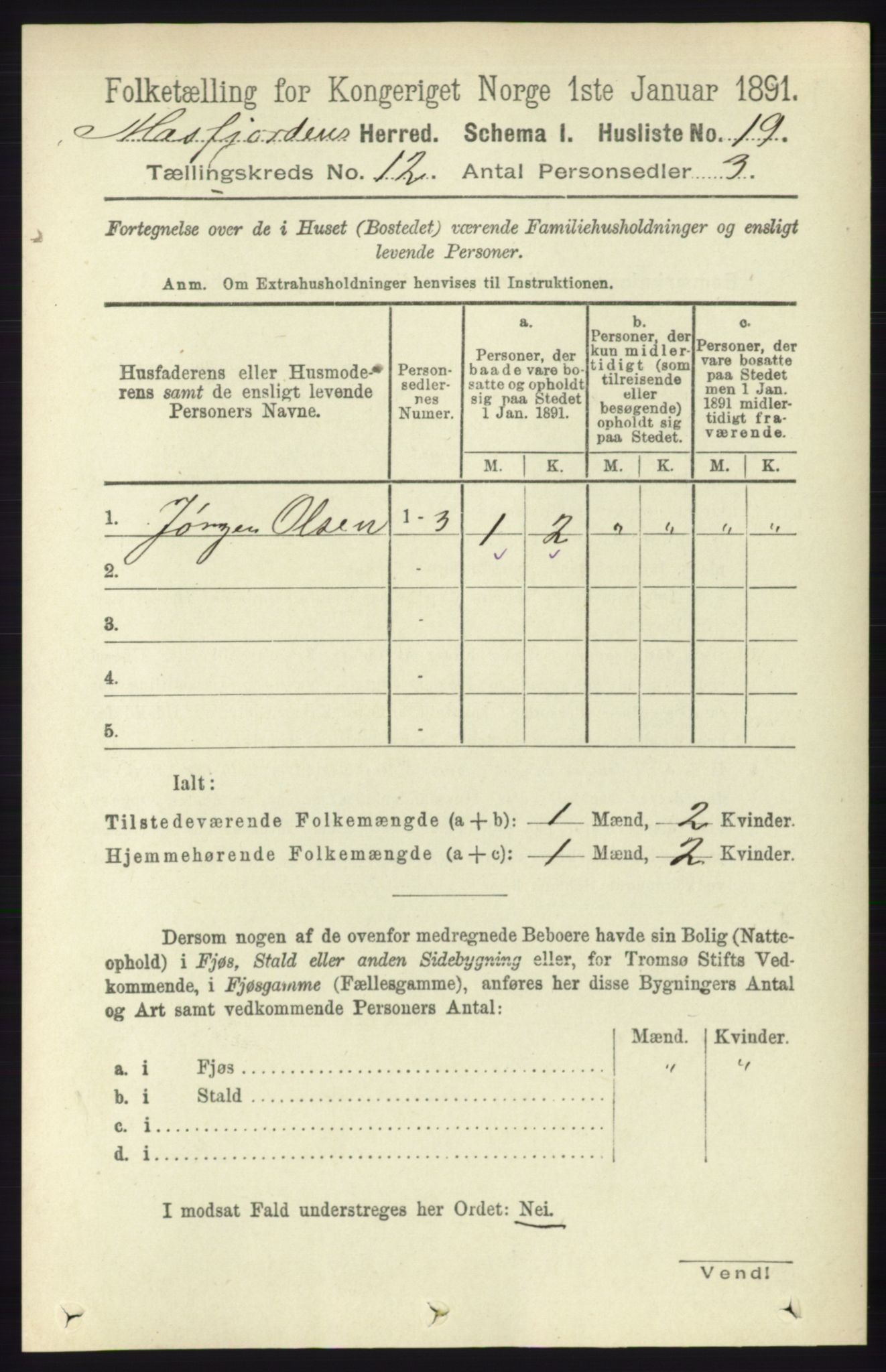 RA, 1891 census for 1266 Masfjorden, 1891, p. 2450