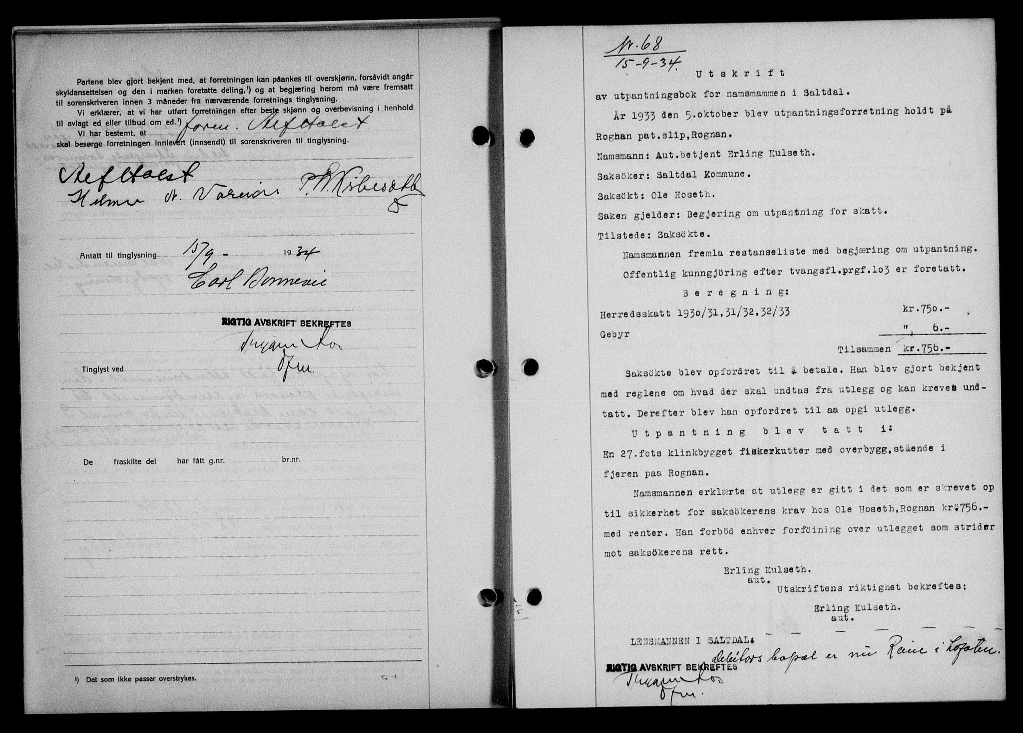 Lofoten sorenskriveri, SAT/A-0017/1/2/2C/L0030b: Mortgage book no. 30b, 1934-1934, Deed date: 15.09.1934