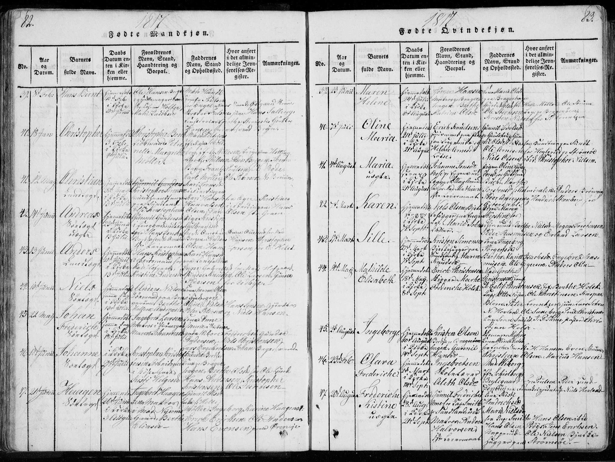 Bragernes kirkebøker, AV/SAKO-A-6/F/Fa/L0007: Parish register (official) no. I 7, 1815-1829, p. 82-83