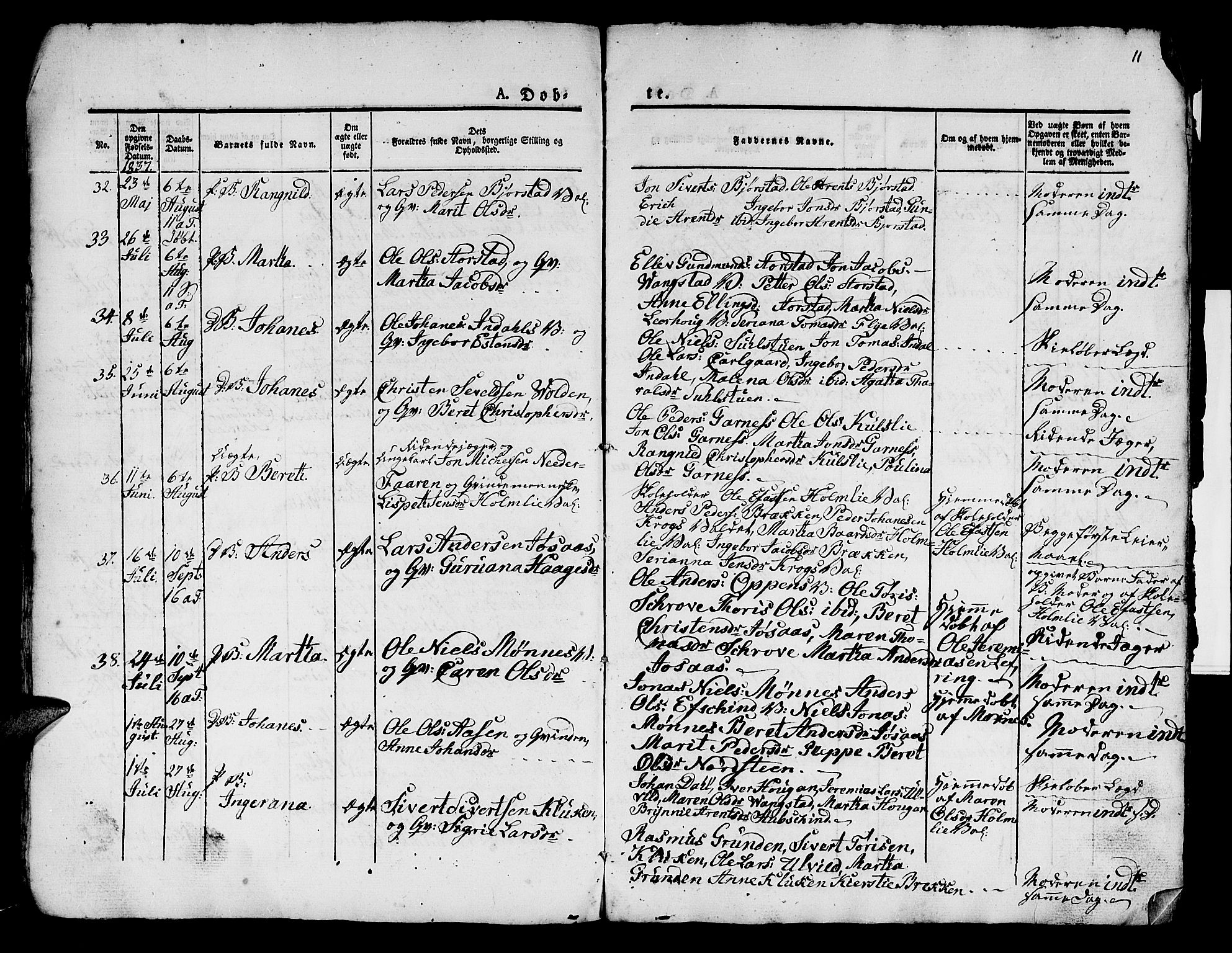 Ministerialprotokoller, klokkerbøker og fødselsregistre - Nord-Trøndelag, AV/SAT-A-1458/724/L0266: Parish register (copy) no. 724C02, 1836-1843, p. 11