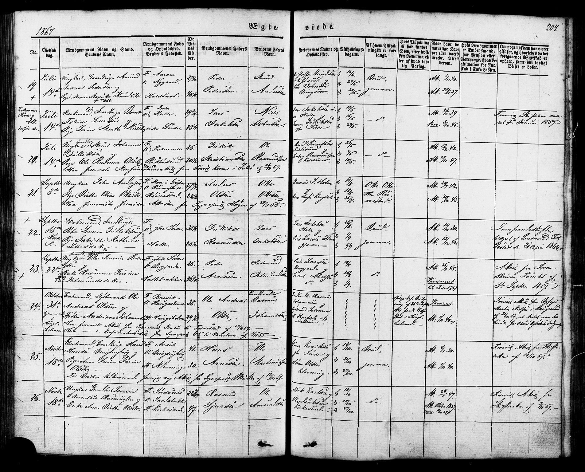 Ministerialprotokoller, klokkerbøker og fødselsregistre - Møre og Romsdal, AV/SAT-A-1454/503/L0034: Parish register (official) no. 503A02, 1841-1884, p. 204