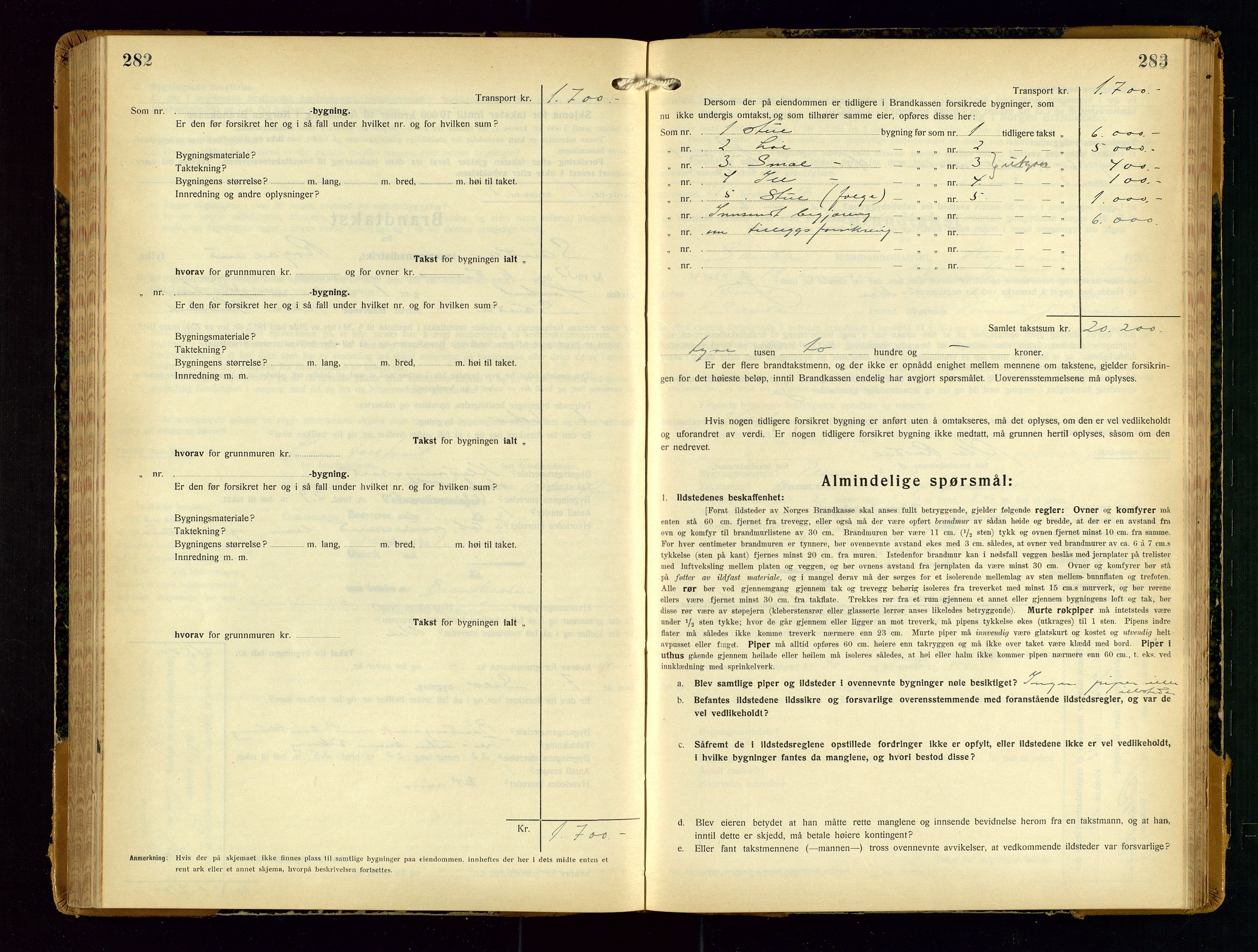 Sauda lensmannskontor, SAST/A-100177/Gob/L0003: Branntakstprotokoll - skjematakst, 1928-1936, p. 282-283