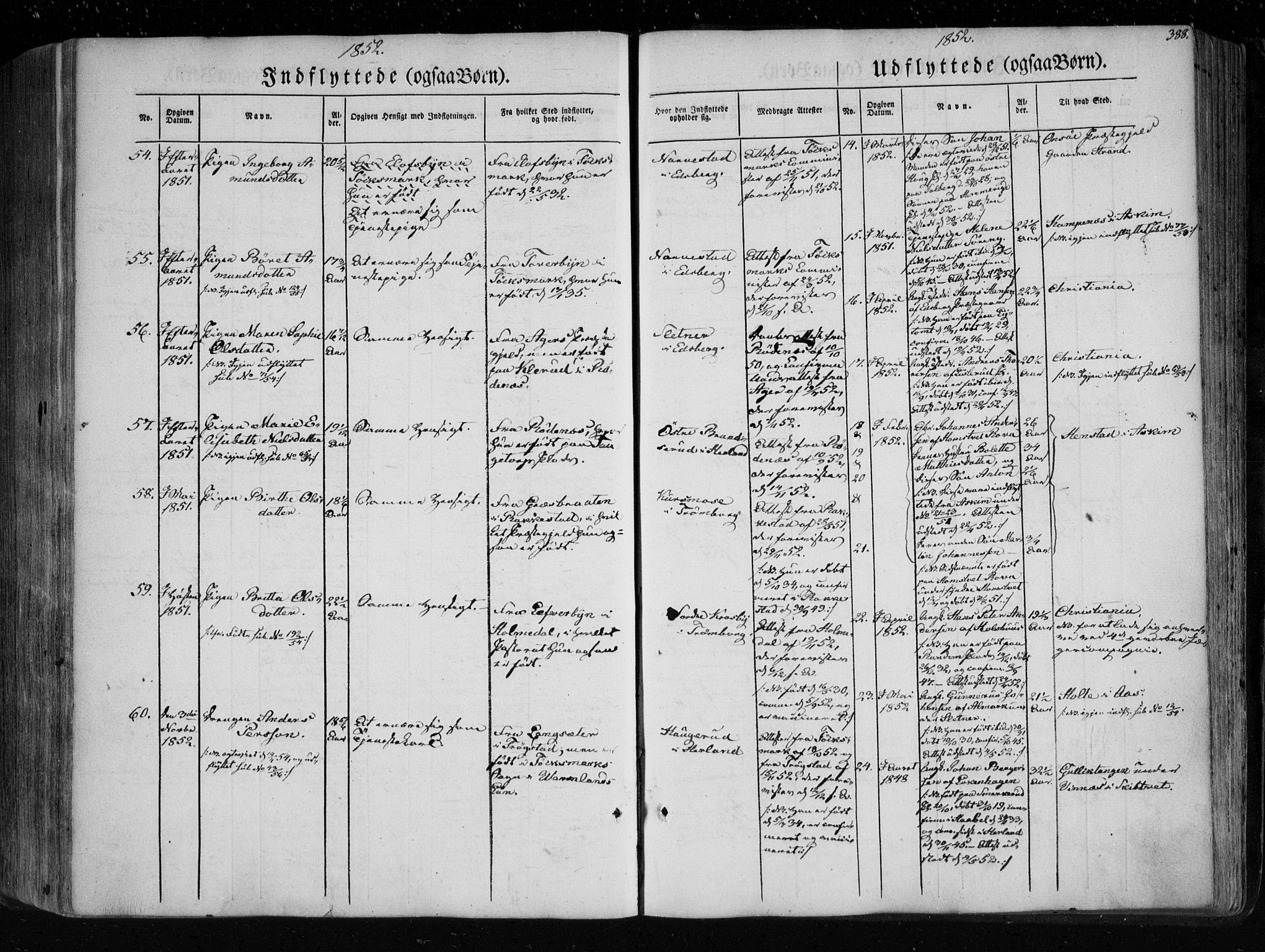Eidsberg prestekontor Kirkebøker, SAO/A-10905/F/Fa/L0009: Parish register (official) no. I 9, 1849-1856, p. 388