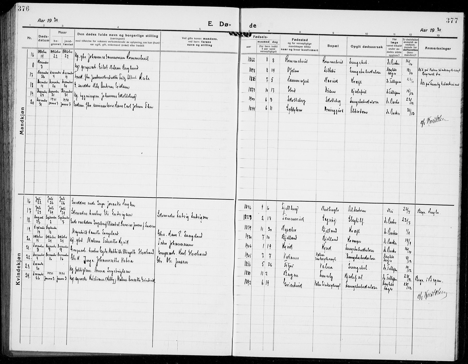 Stord sokneprestembete, SAB/A-78201/H/Hab: Parish register (copy) no. A 4, 1919-1933, p. 376-377