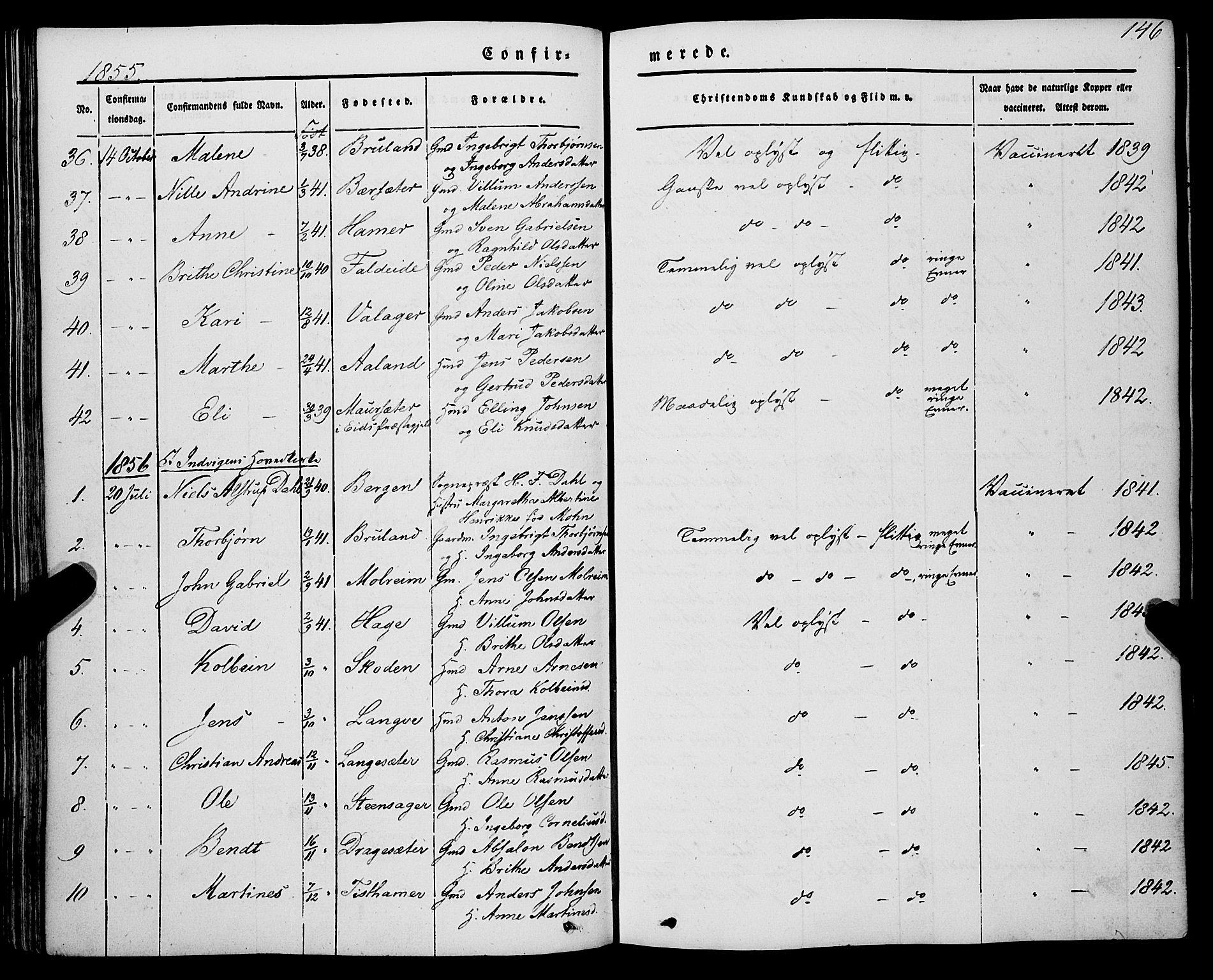 Innvik sokneprestembete, AV/SAB-A-80501: Parish register (official) no. A 5, 1847-1865, p. 146