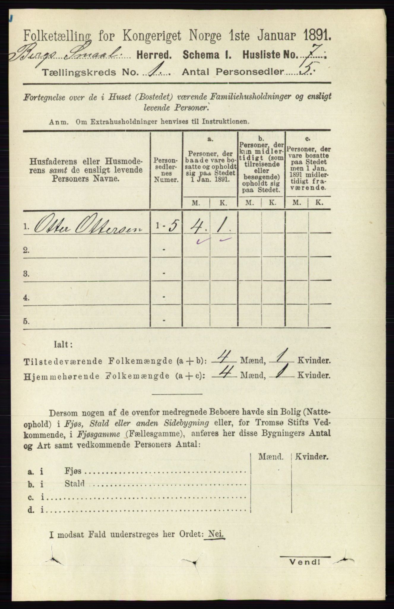 RA, 1891 census for 0116 Berg, 1891, p. 34