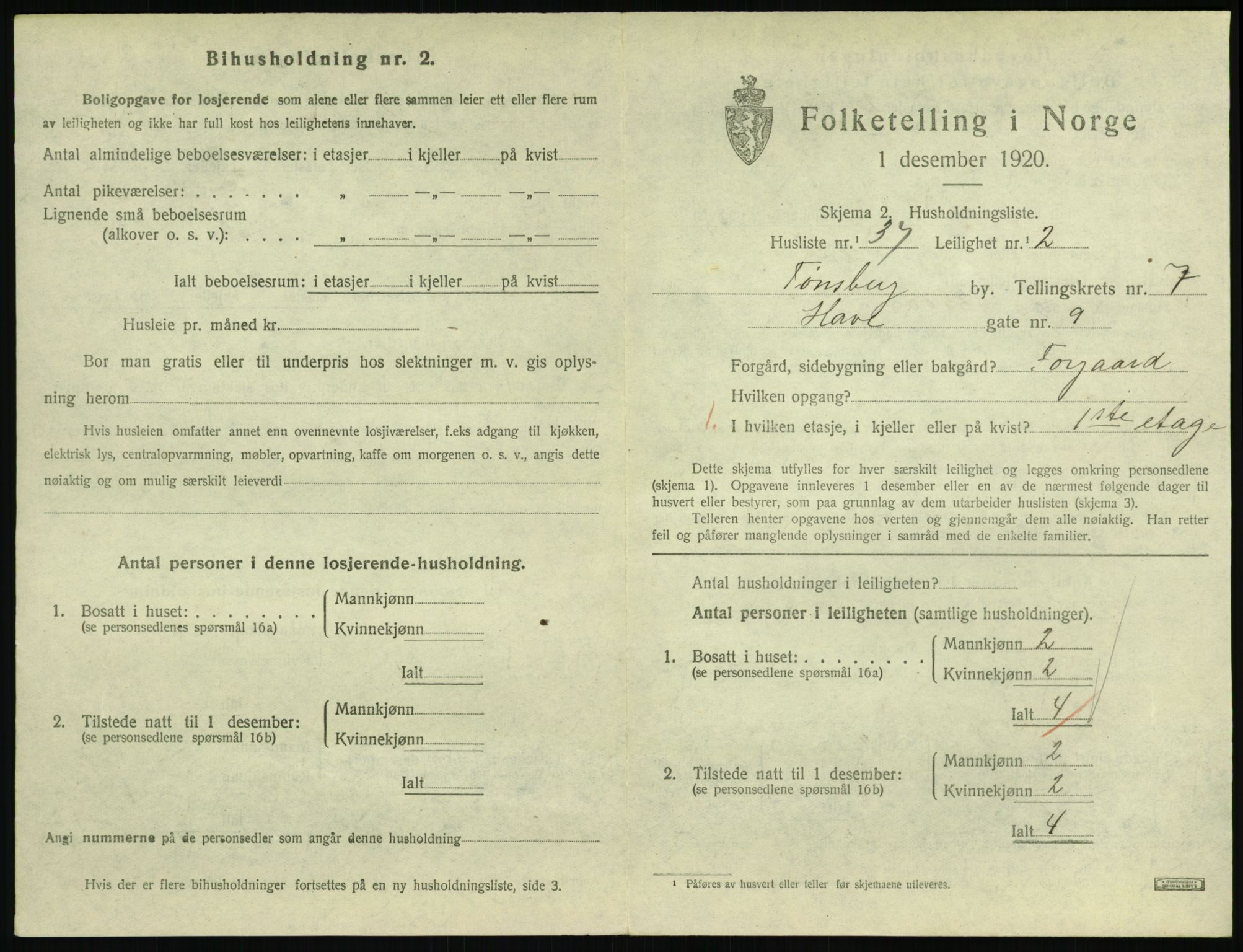 SAKO, 1920 census for Tønsberg, 1920, p. 4213