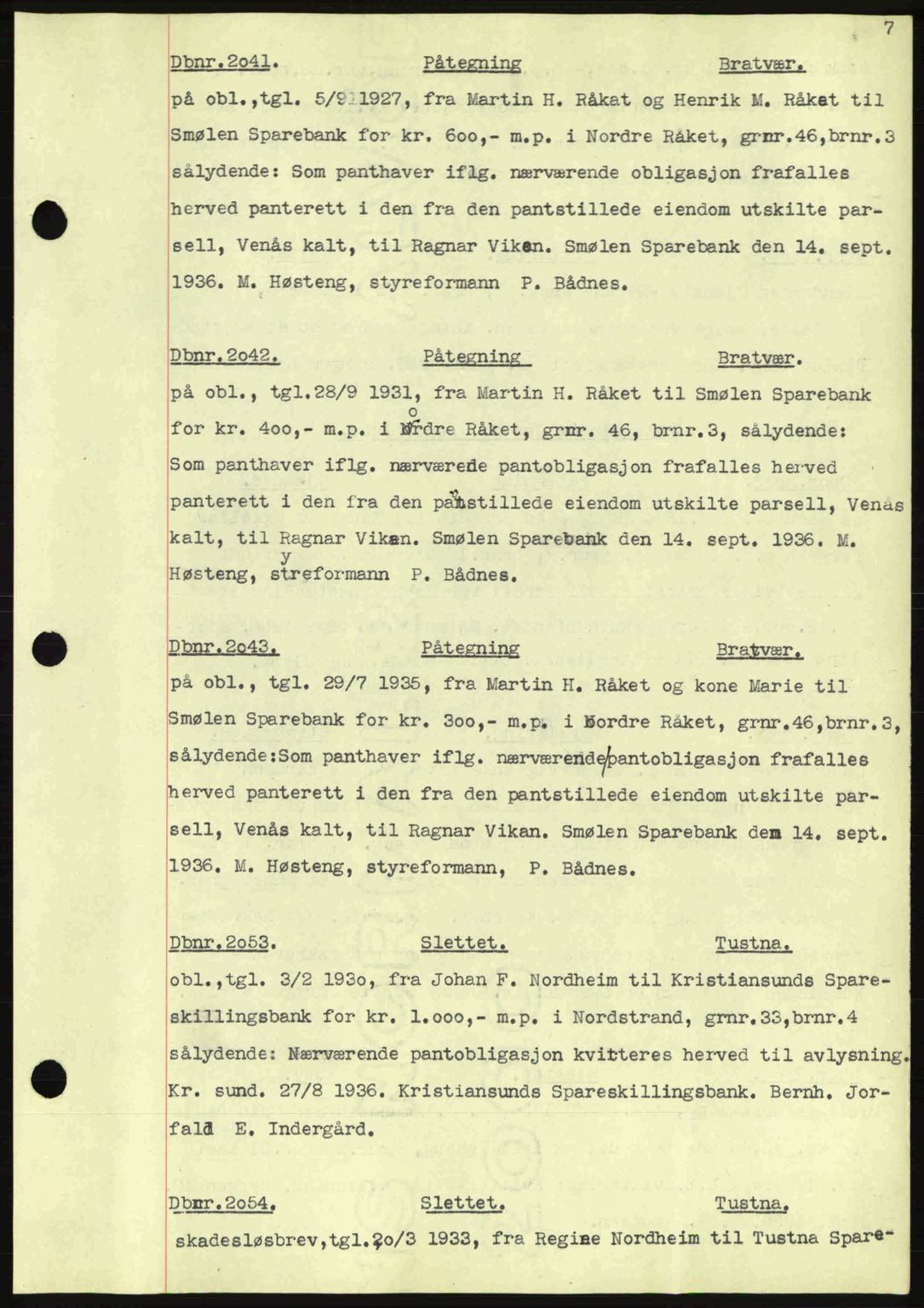 Nordmøre sorenskriveri, AV/SAT-A-4132/1/2/2Ca: Mortgage book no. C80, 1936-1939, Diary no: : 2041/1936