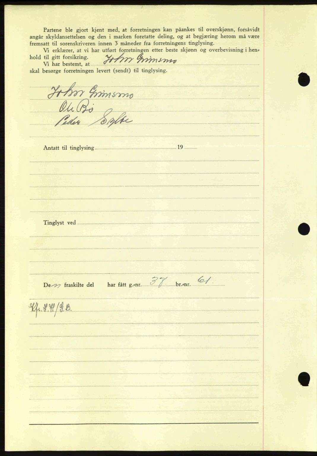 Nordmøre sorenskriveri, SAT/A-4132/1/2/2Ca: Mortgage book no. A90, 1941-1941, Diary no: : 1106/1941