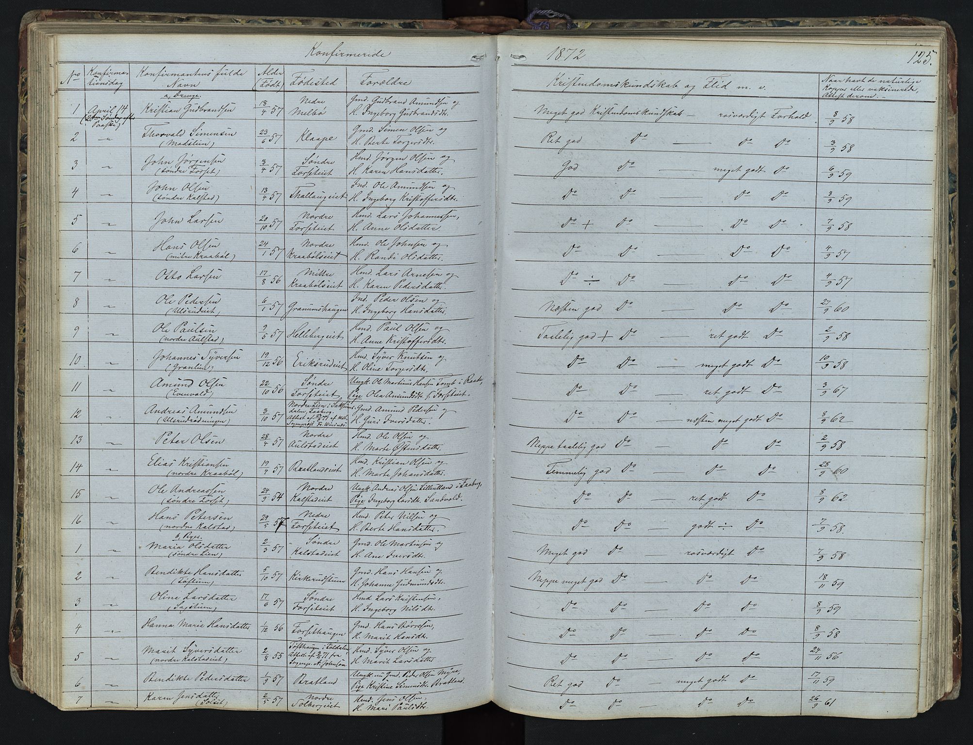 Vestre Gausdal prestekontor, SAH/PREST-094/H/Ha/Hab/L0001: Parish register (copy) no. 1, 1867-1895, p. 125