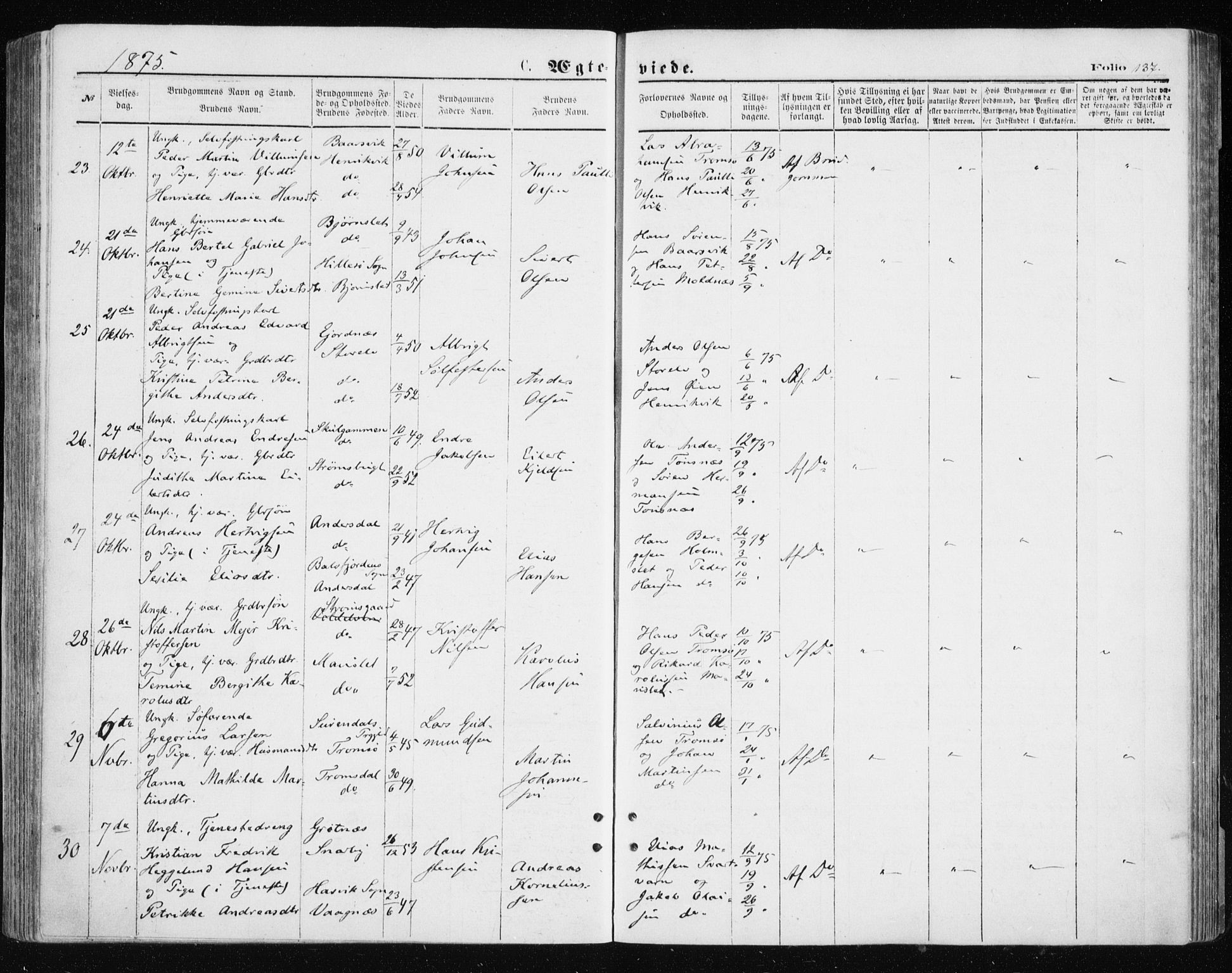 Tromsøysund sokneprestkontor, AV/SATØ-S-1304/G/Ga/L0003kirke: Parish register (official) no. 3, 1875-1880, p. 137