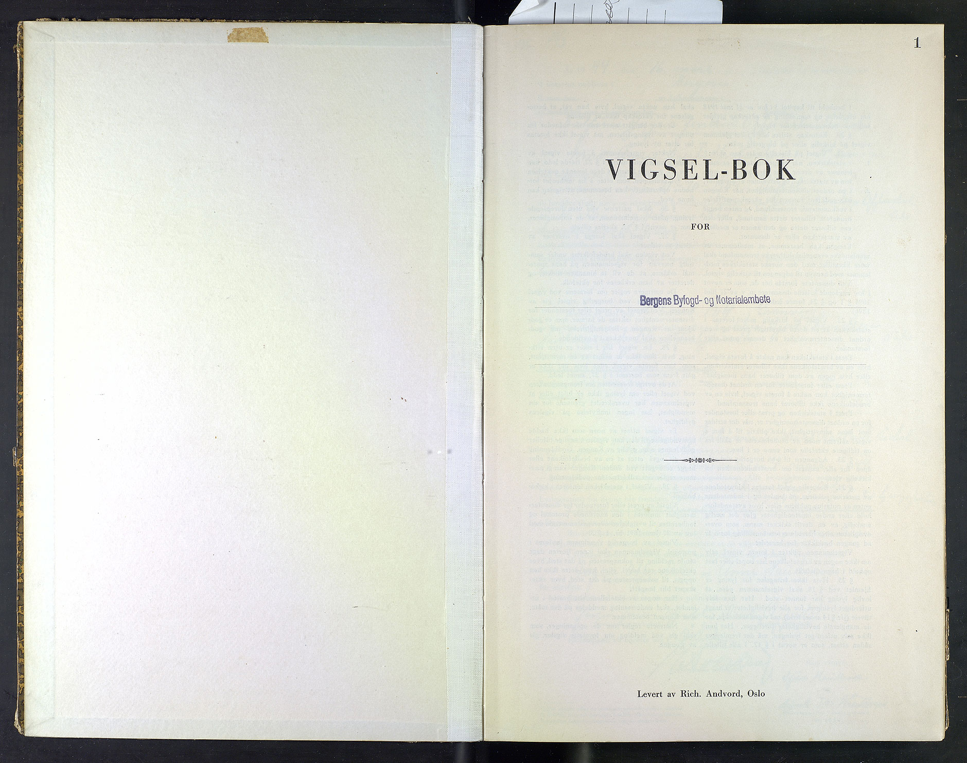 Byfogd og Byskriver i Bergen, SAB/A-3401/10/10F/L0030: Vielsesprotokoller, 1944, p. 1