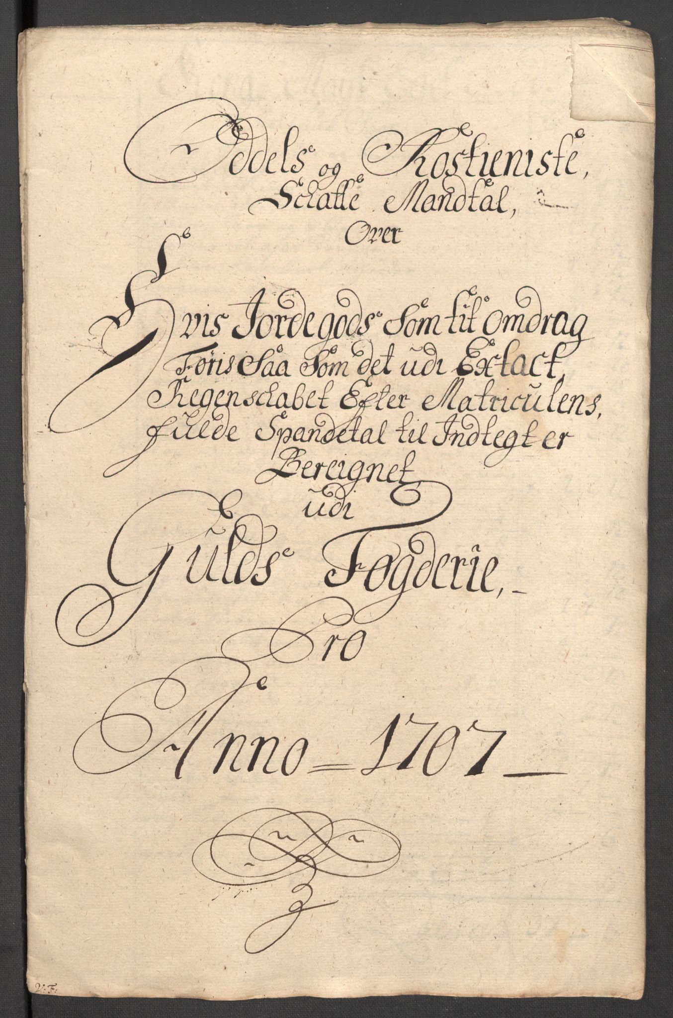 Rentekammeret inntil 1814, Reviderte regnskaper, Fogderegnskap, RA/EA-4092/R60/L3957: Fogderegnskap Orkdal og Gauldal, 1707, p. 389