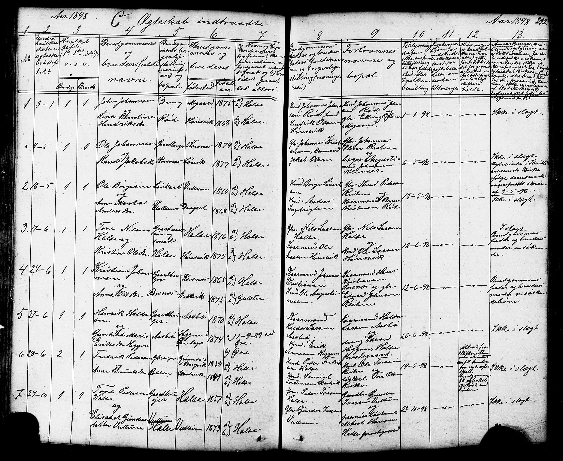 Ministerialprotokoller, klokkerbøker og fødselsregistre - Møre og Romsdal, AV/SAT-A-1454/576/L0890: Parish register (copy) no. 576C01, 1837-1908, p. 232