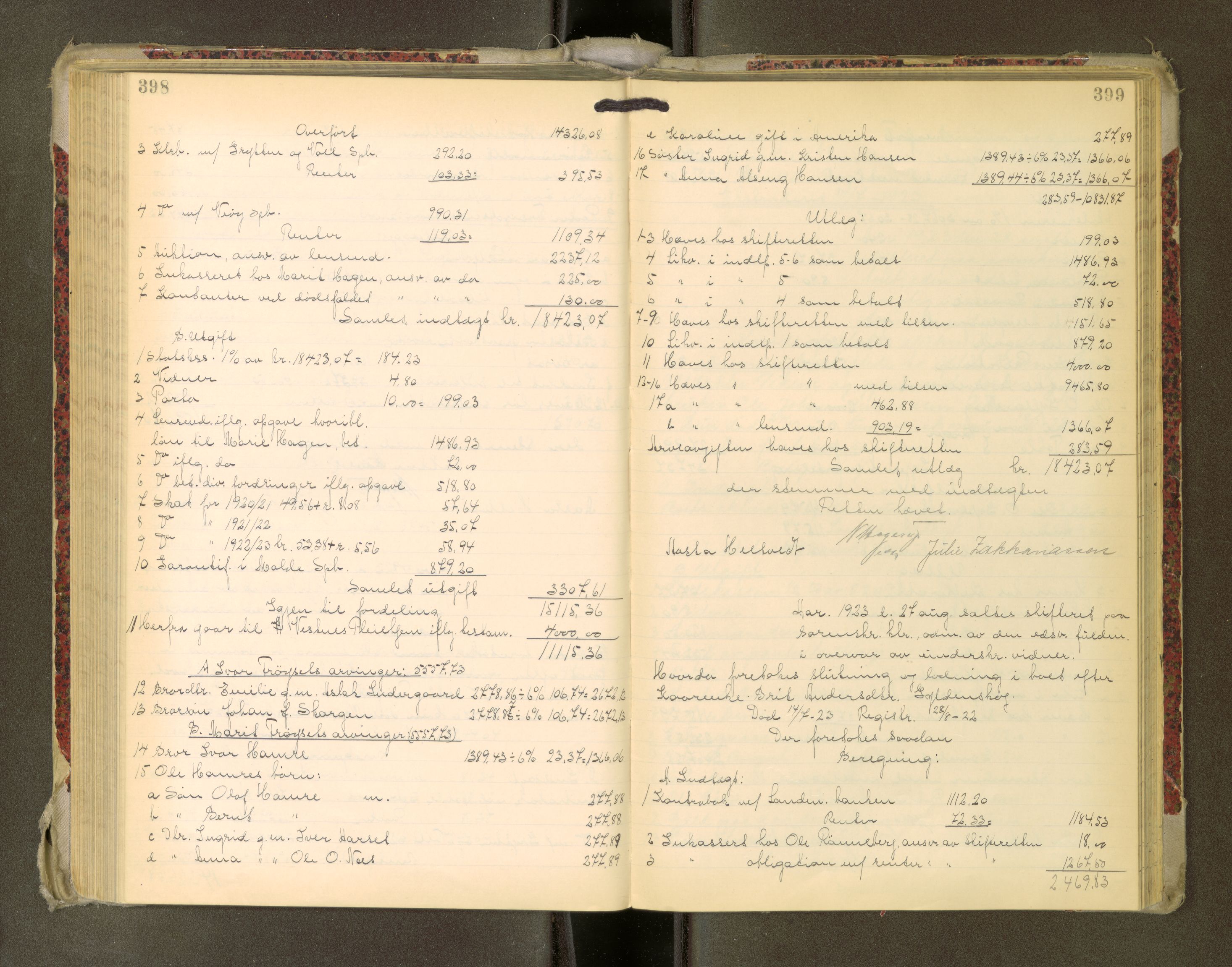 Romsdal sorenskriveri, AV/SAT-A-4149/1/3/3A/L0022: Skifteutlodnings Protokoll, 1920-1924, p. 398-399