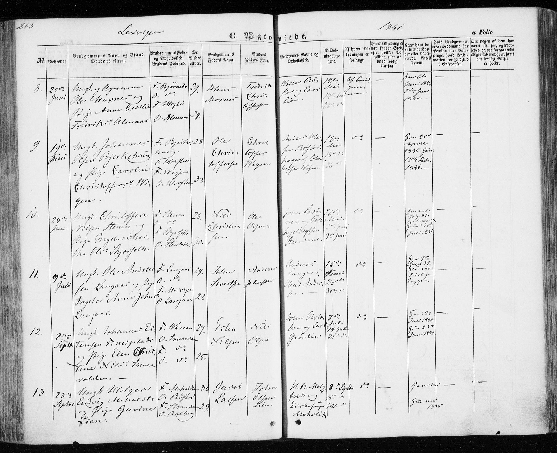 Ministerialprotokoller, klokkerbøker og fødselsregistre - Nord-Trøndelag, SAT/A-1458/701/L0008: Parish register (official) no. 701A08 /1, 1854-1863, p. 263