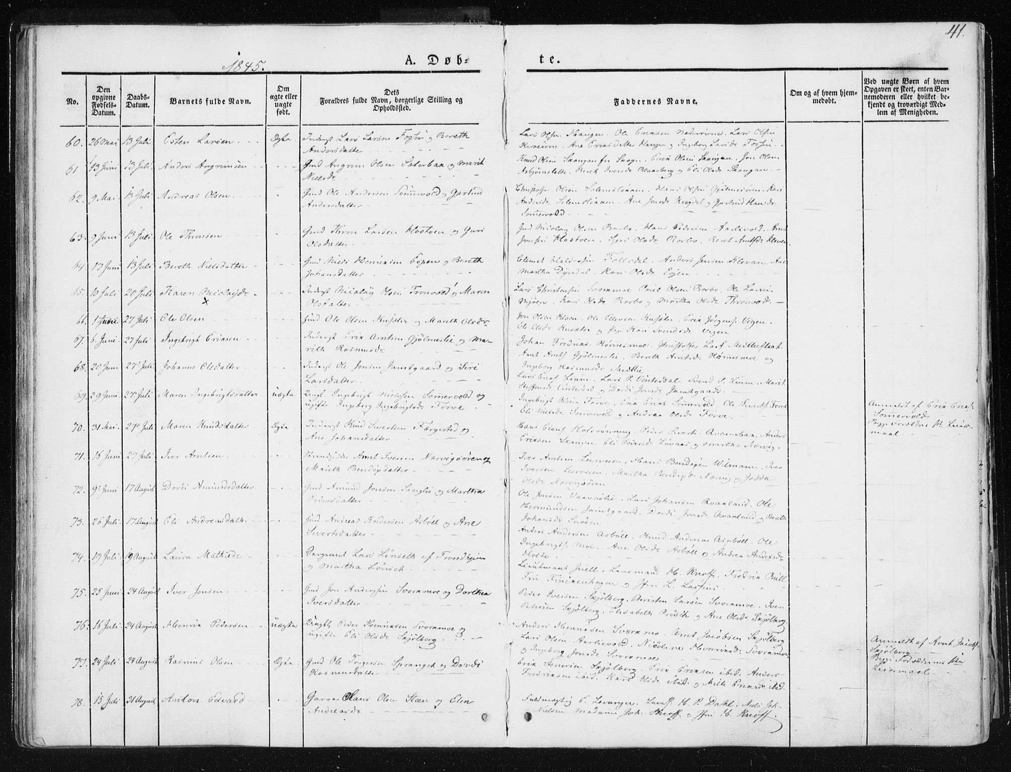 Ministerialprotokoller, klokkerbøker og fødselsregistre - Sør-Trøndelag, SAT/A-1456/668/L0805: Parish register (official) no. 668A05, 1840-1853, p. 41