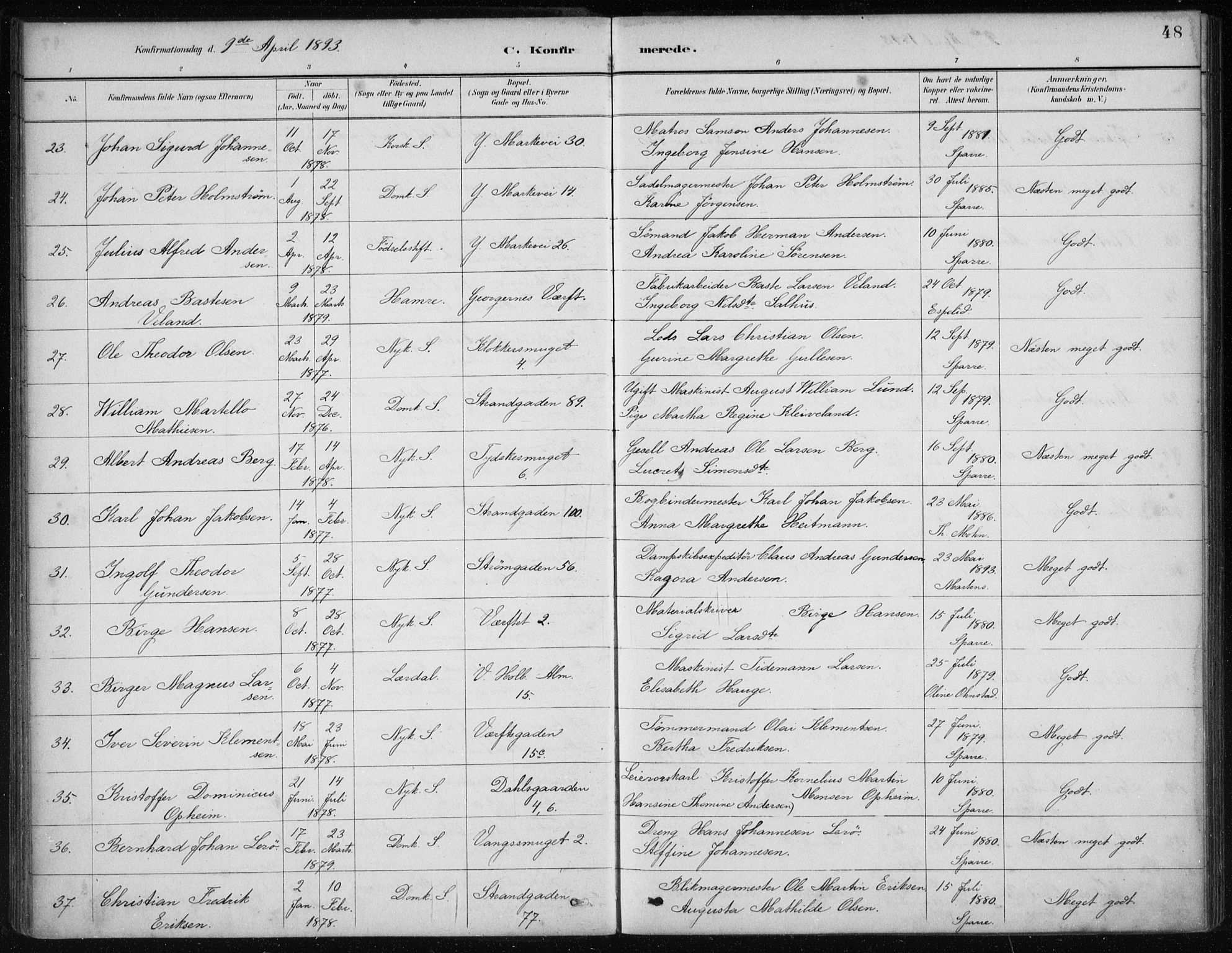 Nykirken Sokneprestembete, AV/SAB-A-77101/H/Haa/L0027: Parish register (official) no. C 6, 1886-1913, p. 48