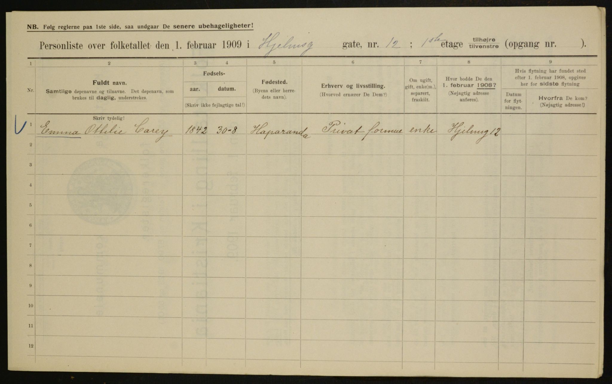 OBA, Municipal Census 1909 for Kristiania, 1909, p. 36475