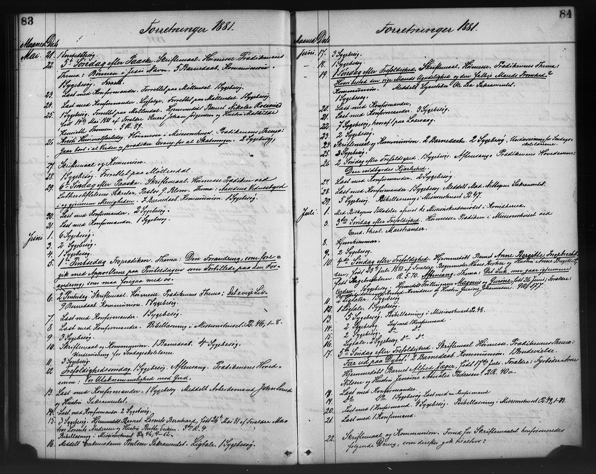 Nykirken Sokneprestembete, AV/SAB-A-77101/H/Haa/L0065: Curate's parish register no. A 2, 1876-1897, p. 83-84