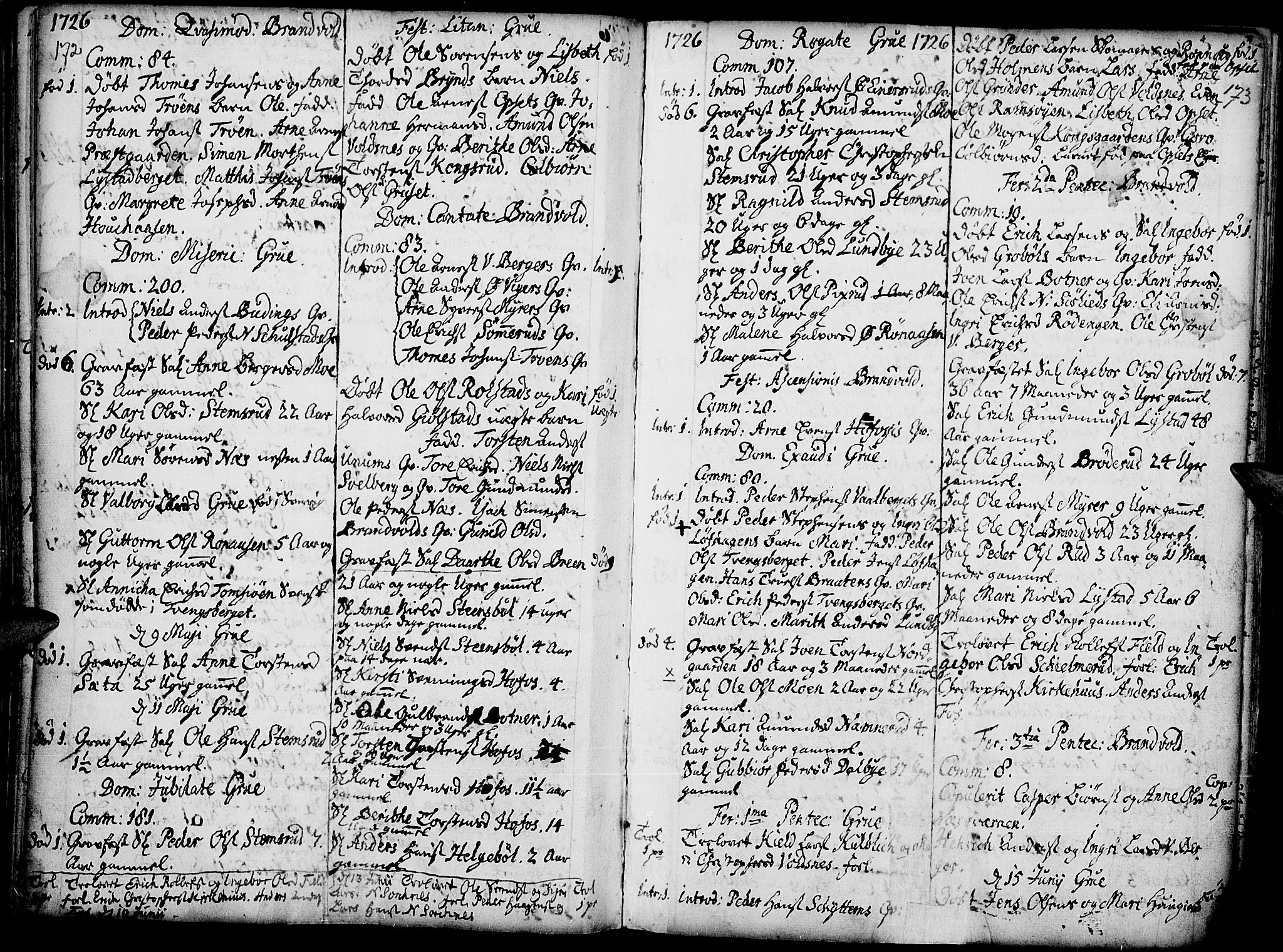 Grue prestekontor, AV/SAH-PREST-036/H/Ha/Haa/L0001: Parish register (official) no. 1, 1712-1748, p. 172-173