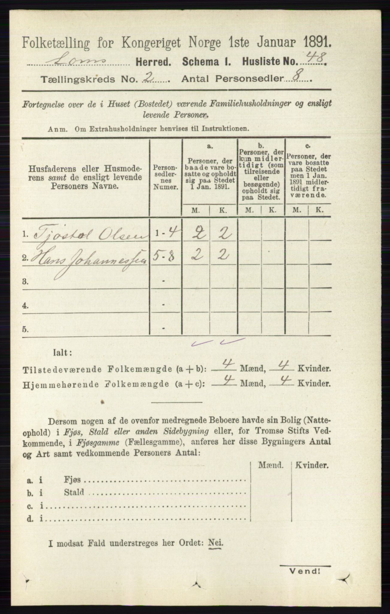 RA, 1891 census for 0514 Lom, 1891, p. 766
