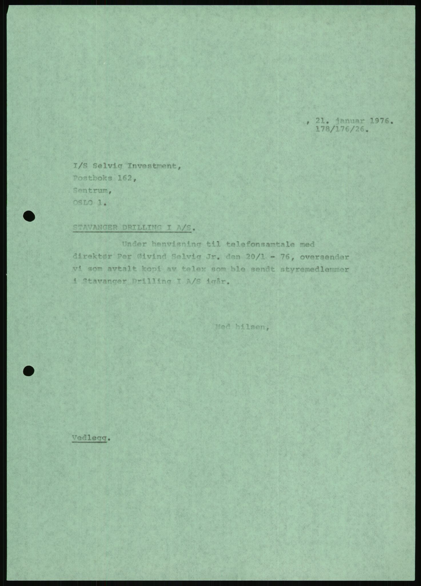 Pa 1503 - Stavanger Drilling AS, AV/SAST-A-101906/D/L0007: Korrespondanse og saksdokumenter, 1974-1981, p. 504