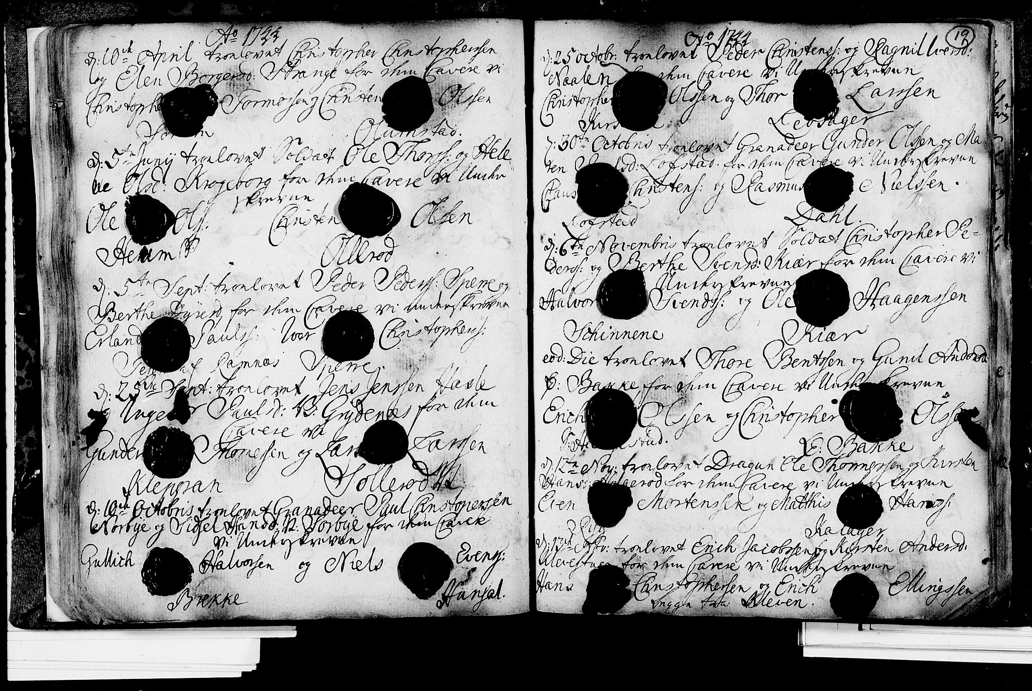 Våle kirkebøker, AV/SAKO-A-334/H/Hb/L0001: Best man's statements no. 1, 1733-1755, p. 19