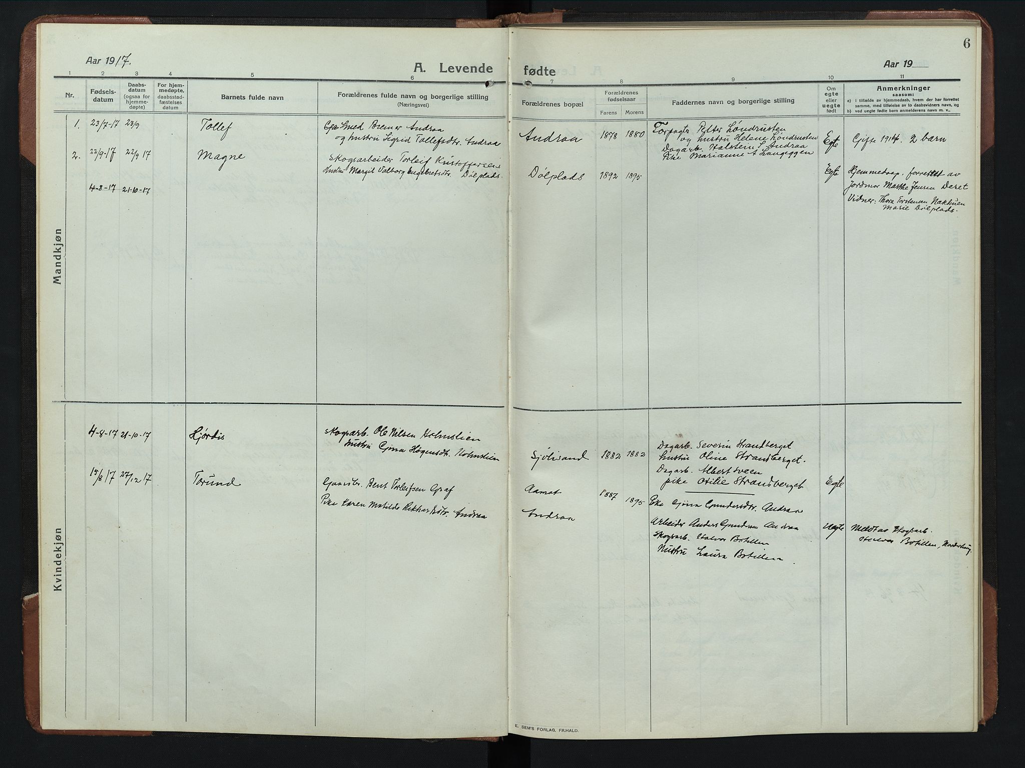 Rendalen prestekontor, AV/SAH-PREST-054/H/Ha/Hab/L0008: Parish register (copy) no. 8, 1914-1948, p. 6