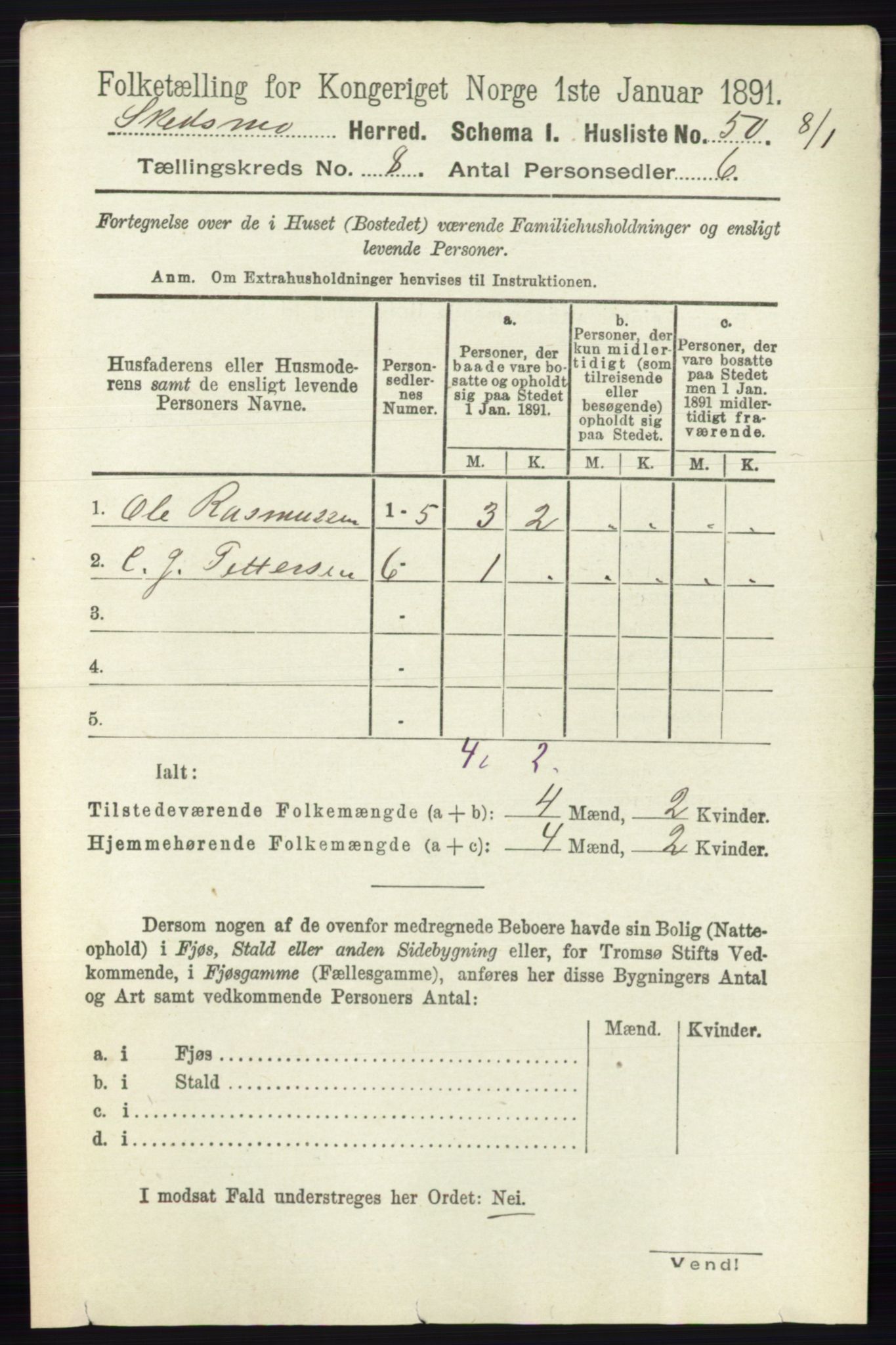 RA, 1891 census for 0231 Skedsmo, 1891, p. 3860