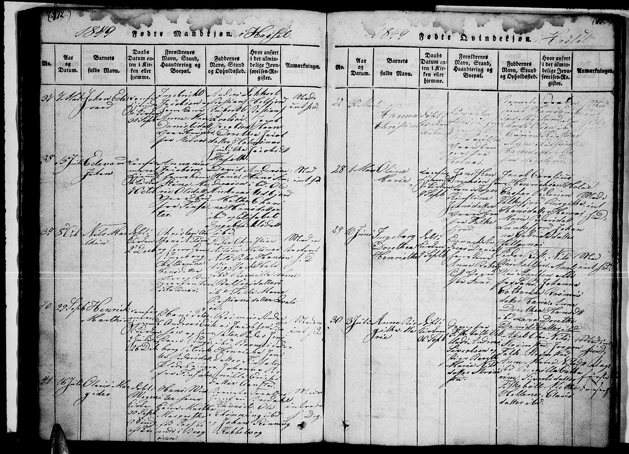 Ministerialprotokoller, klokkerbøker og fødselsregistre - Nordland, AV/SAT-A-1459/888/L1263: Parish register (copy) no. 888C02 /1, 1820-1850, p. 172-173
